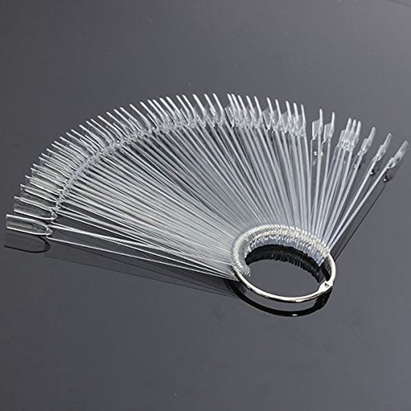 Beauticom® 50 Clear Acrylic False Tip Sticks with Metal Ring Holders Fan-Shaped Nail Art Display Chart Practice Tips Tool - 50 Tips Health & Beauty > Personal Care > Cosmetics > Cosmetic Tools > Nail Tools Beauticom