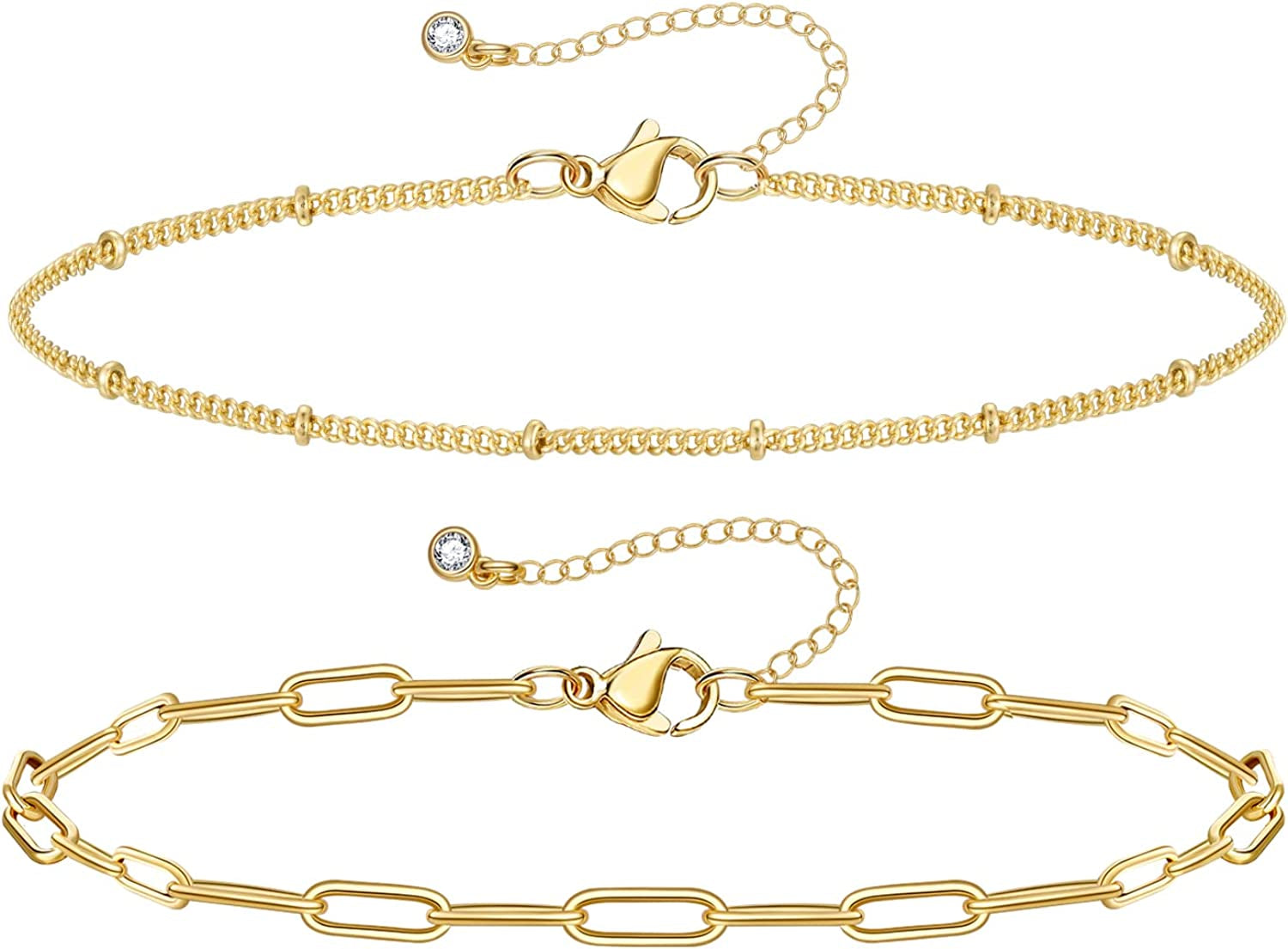Kissyan Gold Layered Ankle Bracelets for Women, Dainty 14K Gold Plated Layering Anklets Set Adjustable Fashion Cuban Link Snake Tennis Chain Ankles Summer Beach Foot Jewelry Gifts for Women Girls Apparel & Accessories > Jewelry > Anklets KissYan J-Gold