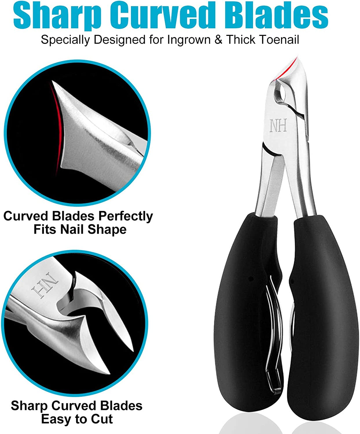 Podiatrist Toenail Clippers, Professional Thick & Ingrown Toe Nail Clippers for Men & Seniors, Pedicure Clippers Toenail Cutters, Super Sharp Curved Blade Grooming Tool Health & Beauty > Personal Care > Cosmetics > Cosmetic Tools > Nail Tools New Huing