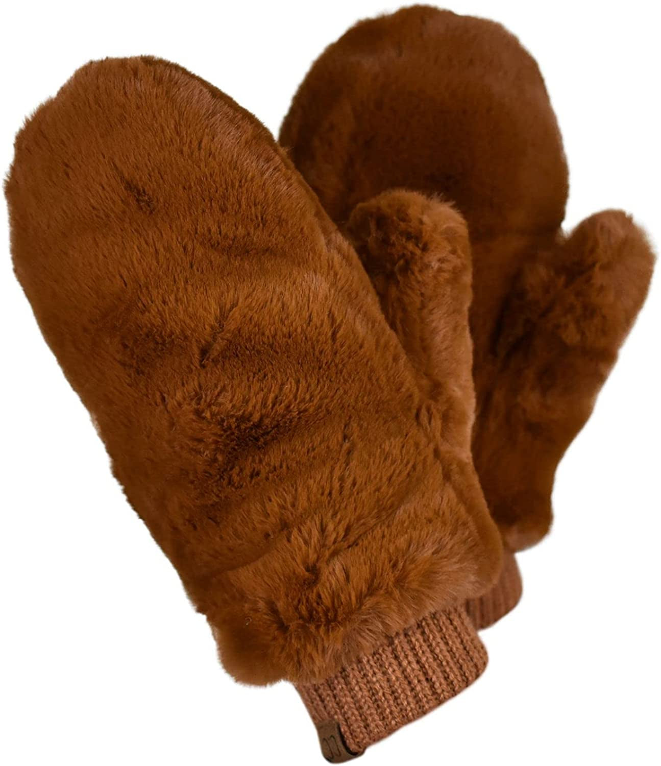C.C Women'S Faux Fur Wrist Length Fingerless Sherpa Lined Convertible Mittens Gloves Apparel & Accessories > Clothing Accessories > Gloves & Mittens C.C Coffee