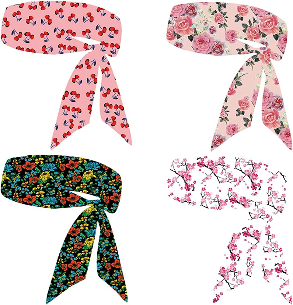 Sweat Wicking Head Tie, Tie Back Headband, Tie up Hair Band for Men Women Kids Girls Boys, Athletic Ninja Sweatband Head Wraps, Pirates Bandana Headwrap for Tennis, Workout Apparel & Accessories > Clothing Accessories > Bandanas & Headties JHYWELL Stylish Pack