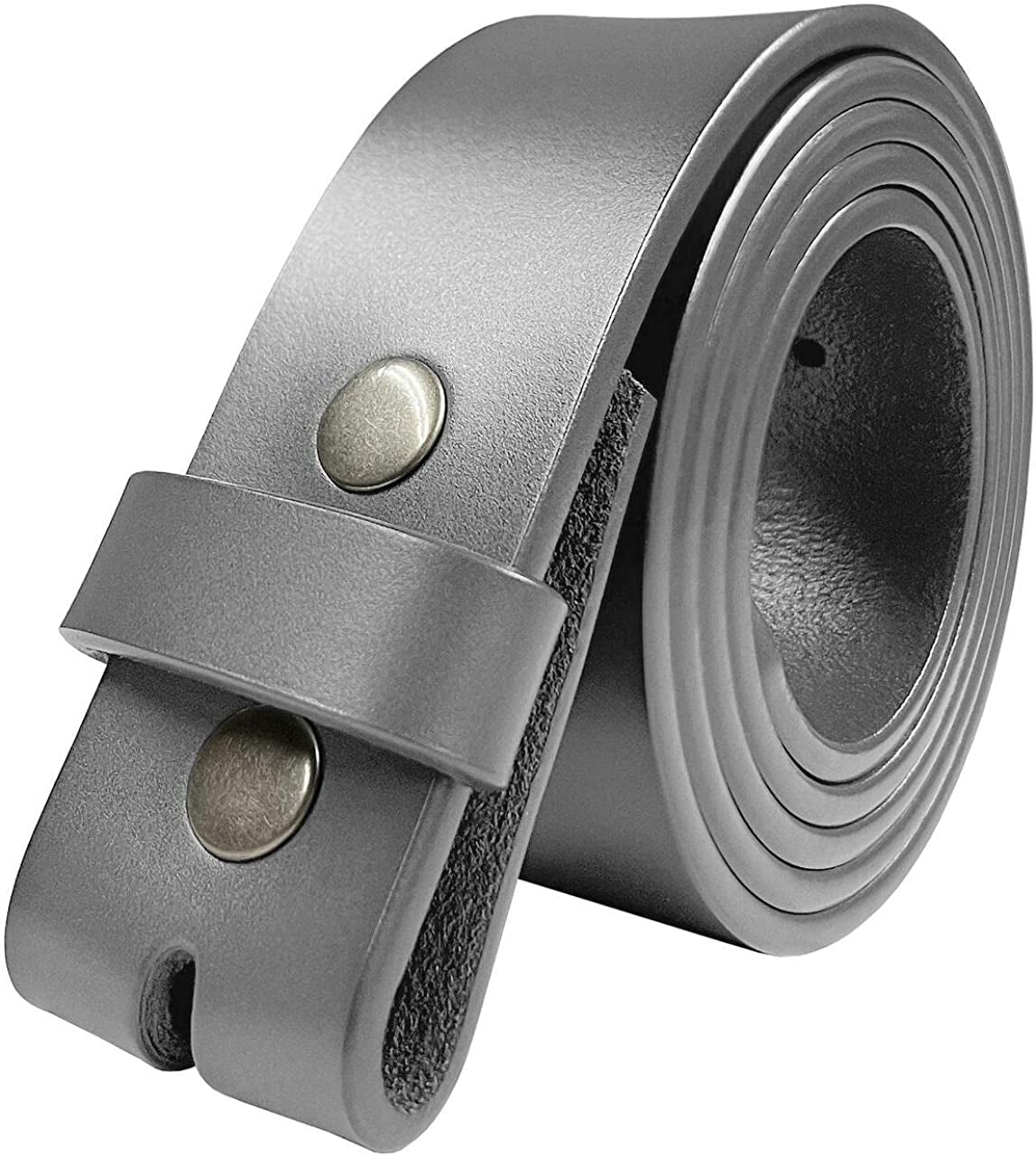 Replacement Belt Strap 100% Genuine Leather Plain Casual Belt Strap with Snaps 1-1/2"(38Mm) Wide Apparel & Accessories > Clothing Accessories > Belts Belts.com Style a - Premium Leather Strap Gray 34