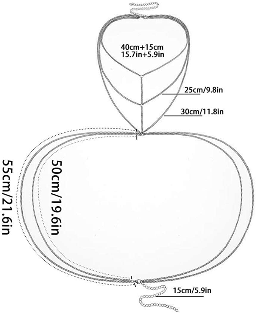 Bomine Crossover Body Chain Bra Sexy Silver Body Jewelry Necklace Bikini Chain for Women and Girls (Silver) Apparel & Accessories > Jewelry > Body Jewelry Bomine