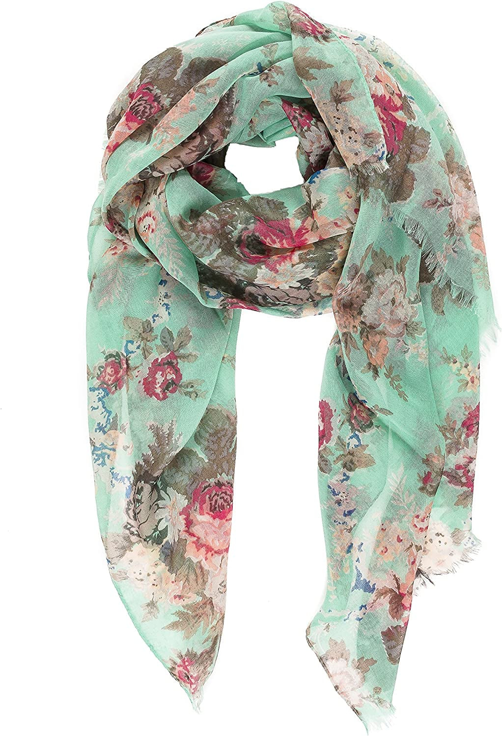 Scarf for Women Lightweight Floral Flower Scarves for Spring Spring Fall Winter Shawl Wrap Apparel & Accessories > Clothing Accessories > Scarves & Shawls MELIFLUOS DESIGNED IN SPAIN Barcelona Collections 13 - Green Flower