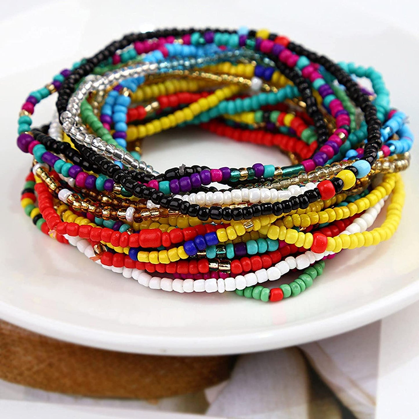 Jewelry Accessories for Teen Girls Elastic Bracelet Jewelry Handmade Bracelet Feet Colorful Anklet 24Pc Beads and Body Chain Bracelets for Kids (Multicolor, One Size) Apparel & Accessories > Jewelry > Anklets Generic