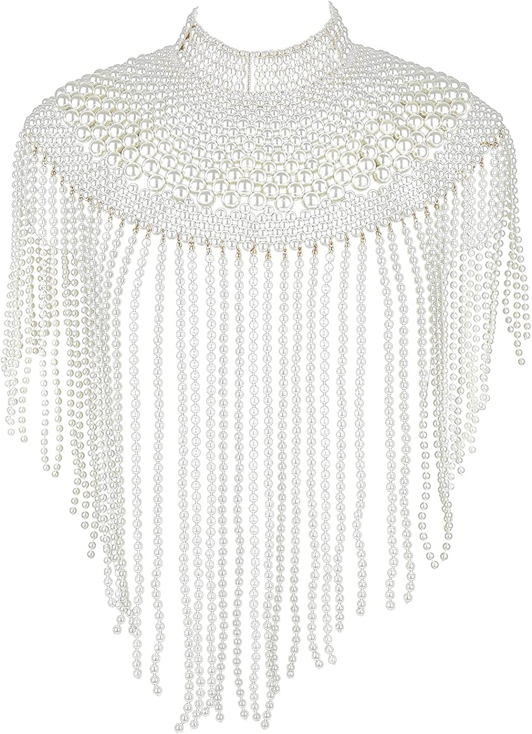 Azazccm Pearl Body Chain-Fashion Pearl Shoulder Necklace for Women,Party, Wedding, Photo Shoot, Adjustable Pearl Body Jewelry Apparel & Accessories > Jewelry > Body Jewelry Azazccm Pearls-C