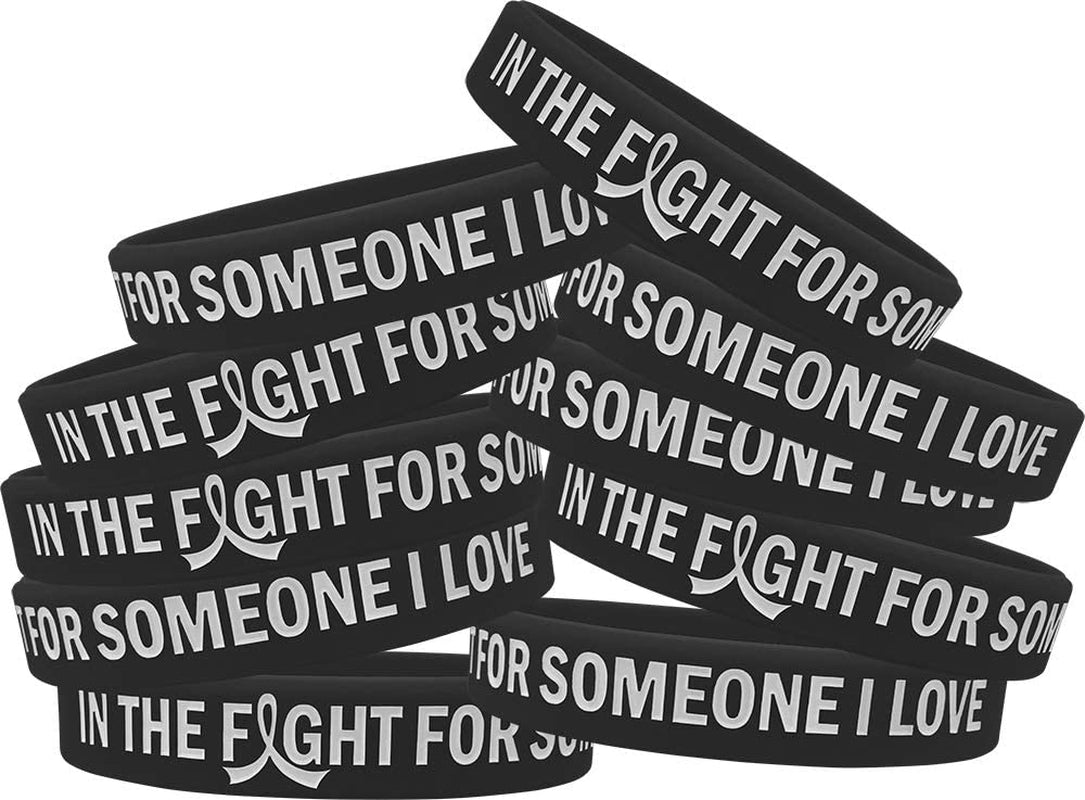 In the Fight for Someone I Love Silicone Wristband Bracelet Premium Quality 10-Pack (Assorted Colors) Apparel & Accessories > Jewelry > Bracelets Fight Like a Girl Black