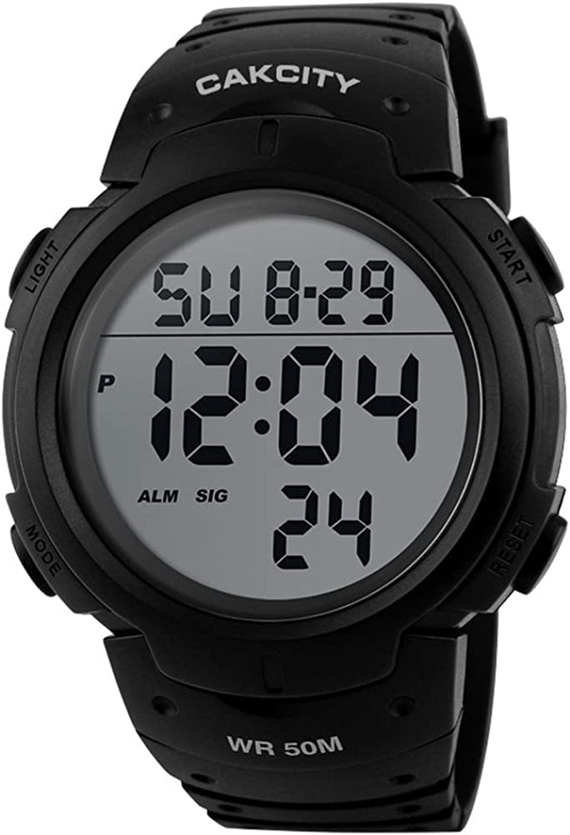 Cakcity Mens Digital Sports Watch LED Screen Large Face Military Watches for Men Waterproof Casual Luminous Stopwatch Alarm Simple Army Watch