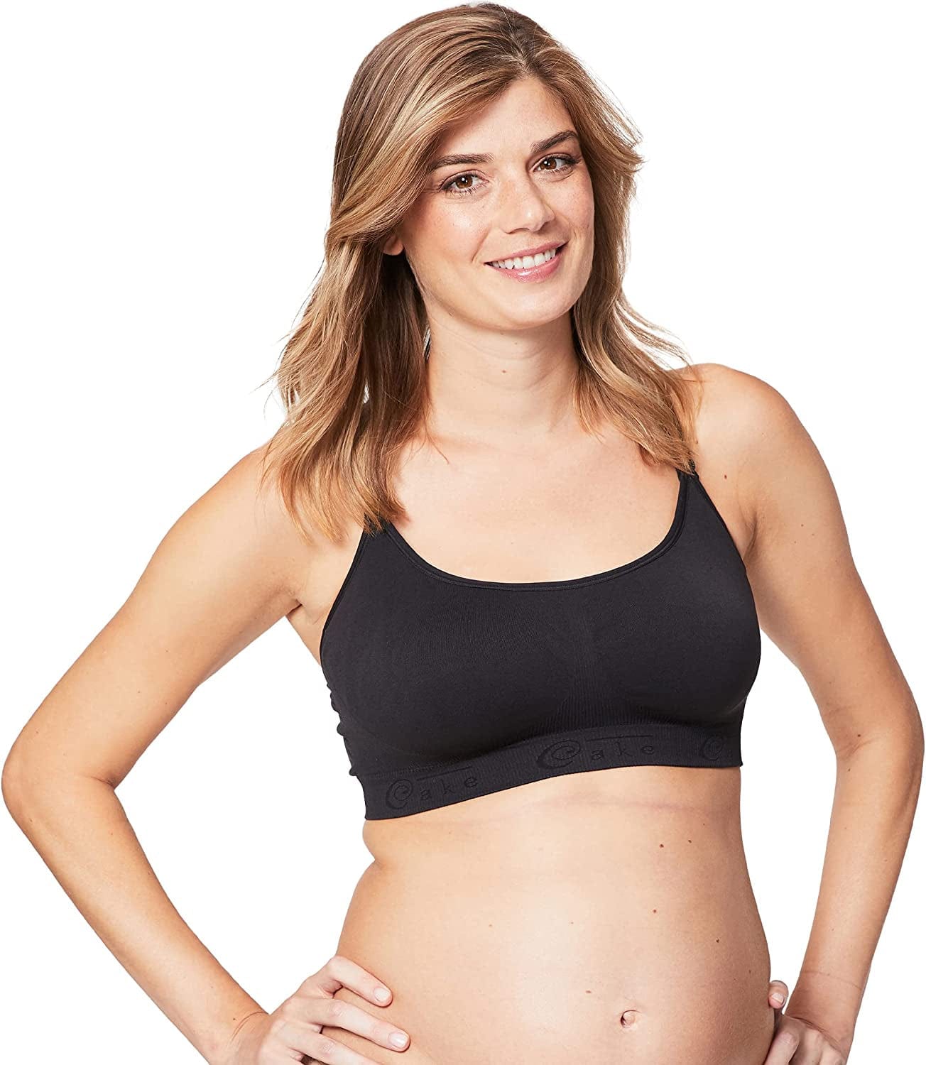 Cake Maternity Cotton Candy Wirefree Nursing Bra for Breastfeeding, Seamless Maternity Sleep Bra Black / X-Large