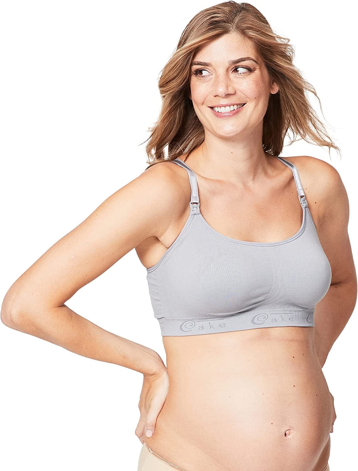 Cake Maternity Cotton Candy Wirefree Nursing Bra for Breastfeeding, Seamless Maternity Sleep Bra Steel Grey / X-Large