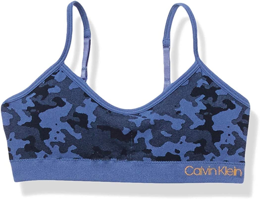 Calvin Klein Seamless Wirefree Comfort Bralette Bra Single-blue Camo / Large
