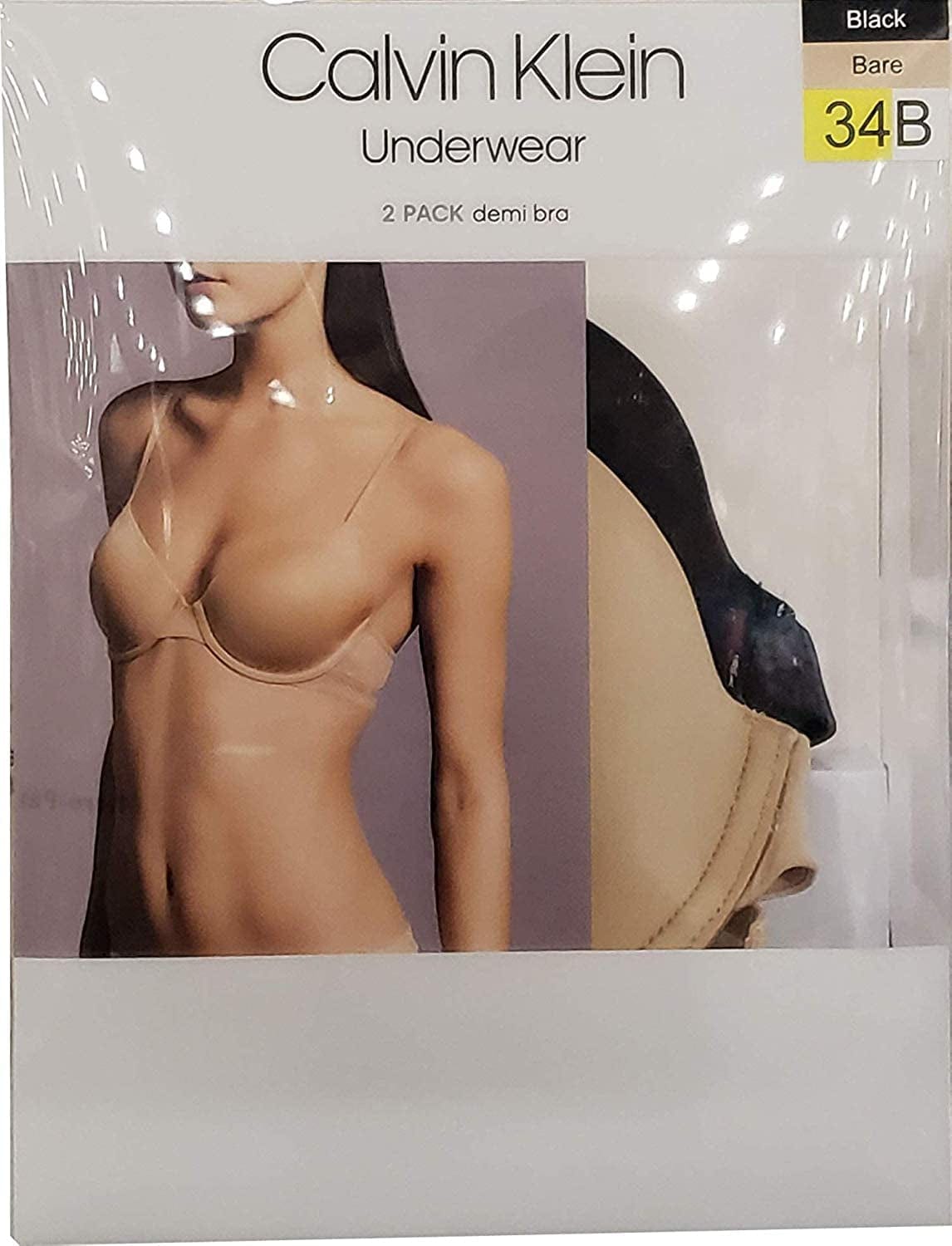 Calvin Klein Underwear Women'S 2 Pack Essence T-Shirt Bras Black - Bare / 34B