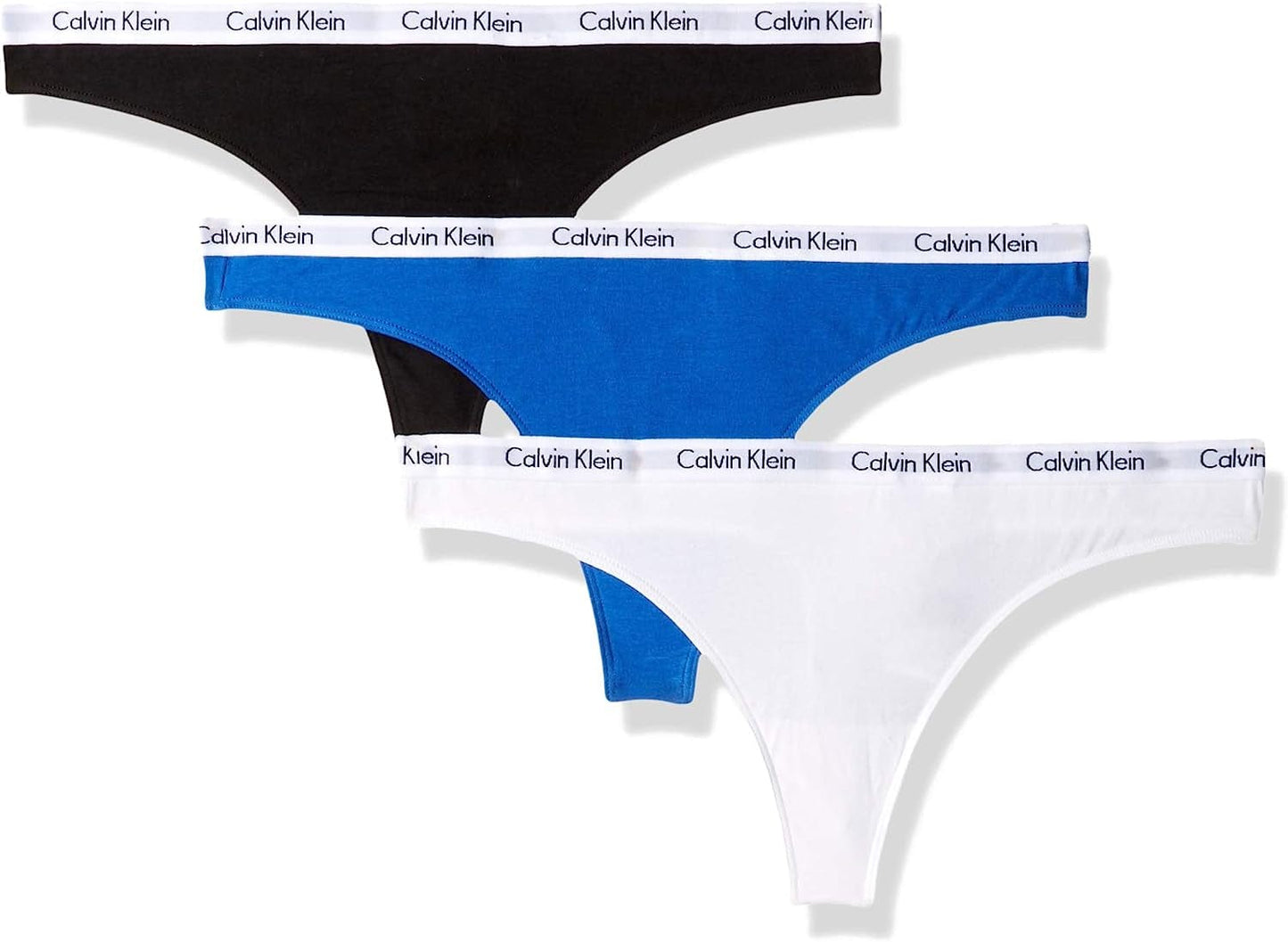 Calvin Klein Women'S Carousel Logo Cotton Thong Multipack Panty Black/White/Stellar / Large