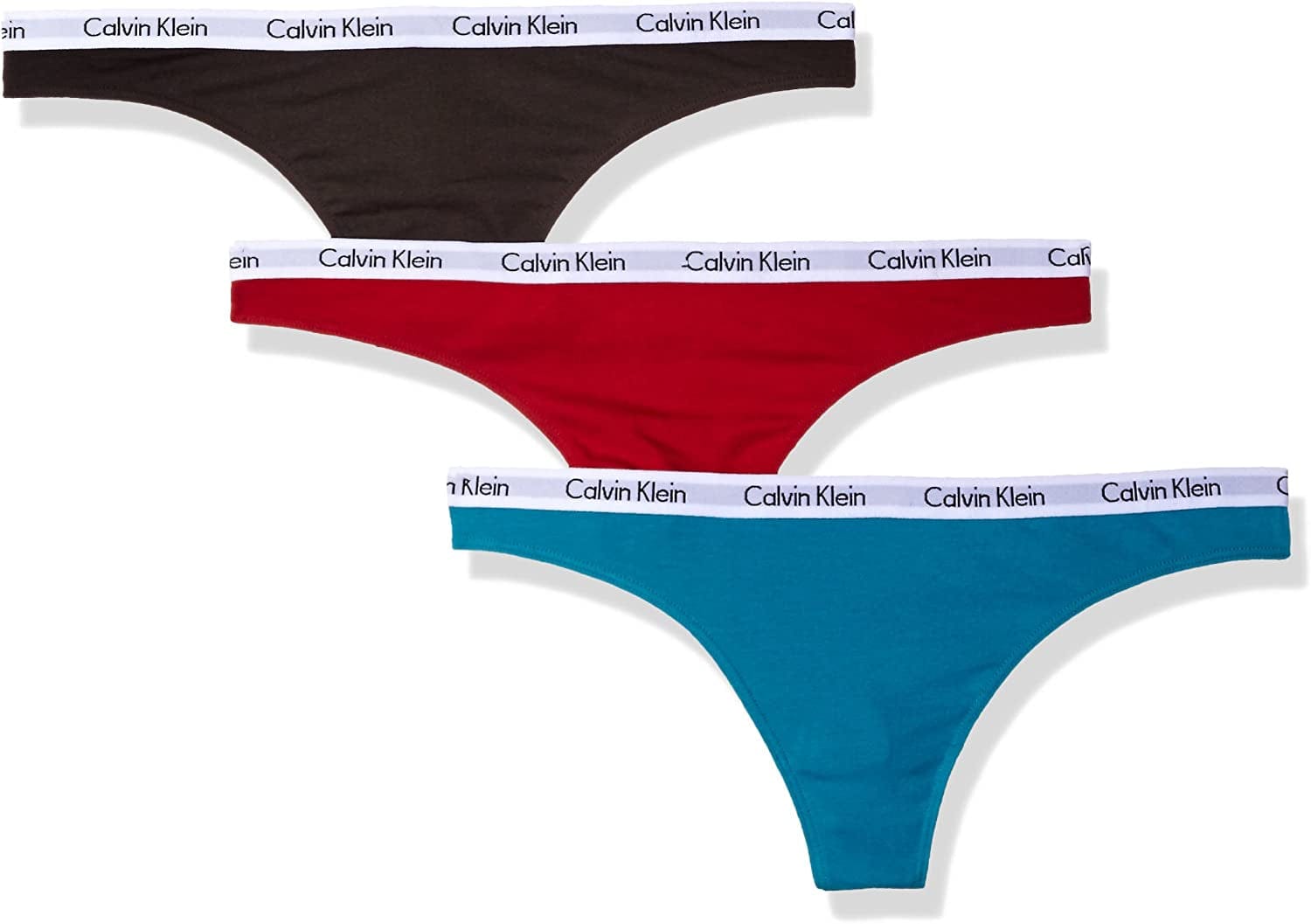 Calvin Klein Women'S Carousel Logo Cotton Thong Multipack Panty Black/Isle Green/Regal Red / Medium