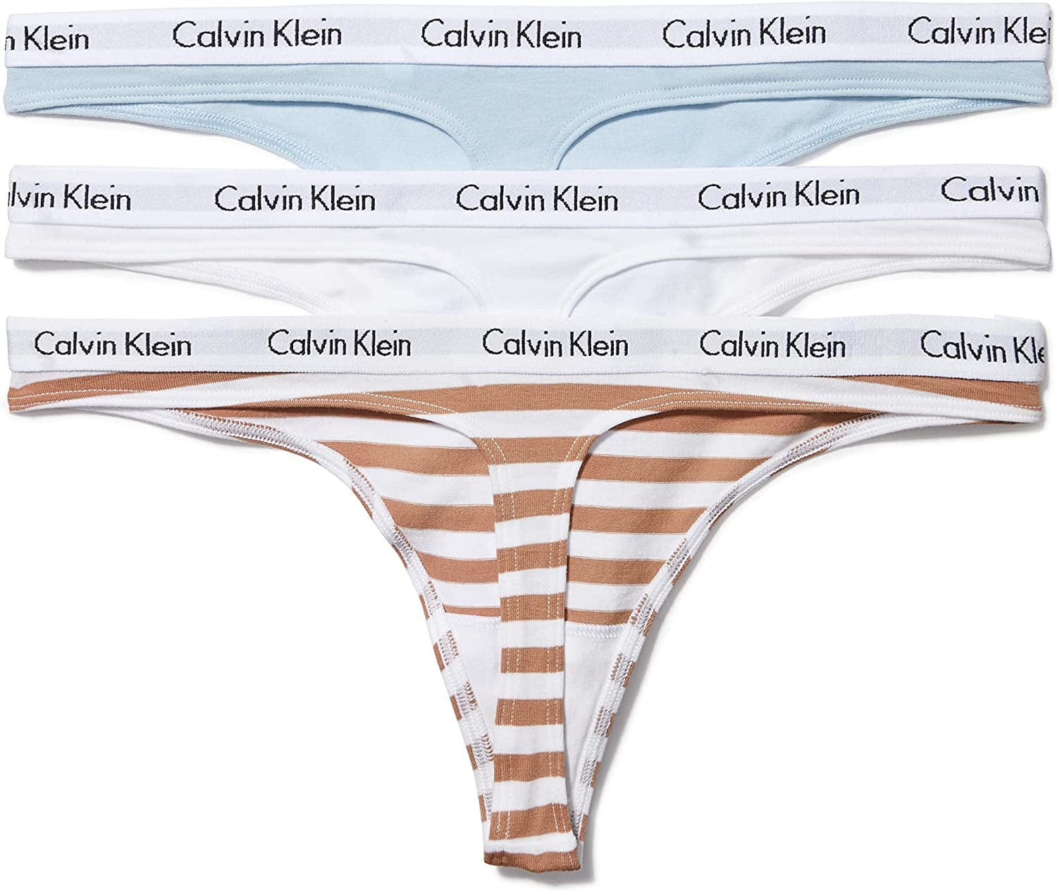 Calvin Klein Women'S Carousel Logo Cotton Thong Multipack Panty