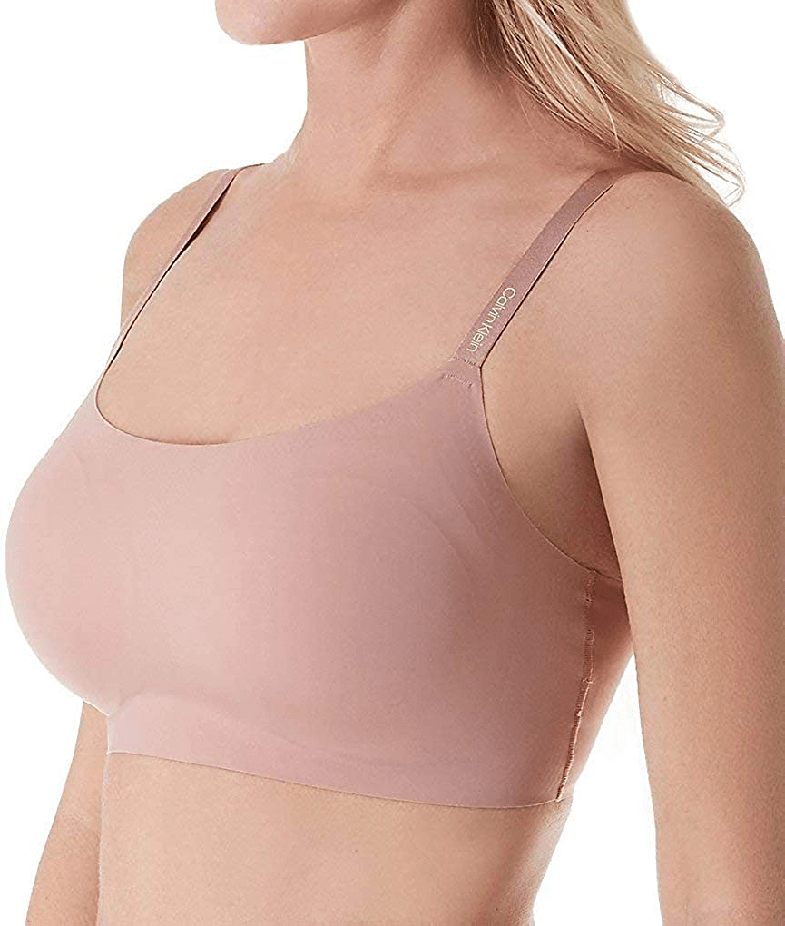 Calvin Klein Women's Invisibles Comfort Seamless Adjustable Skinny Strap Bralette Bra Alluring Blush / X-Small