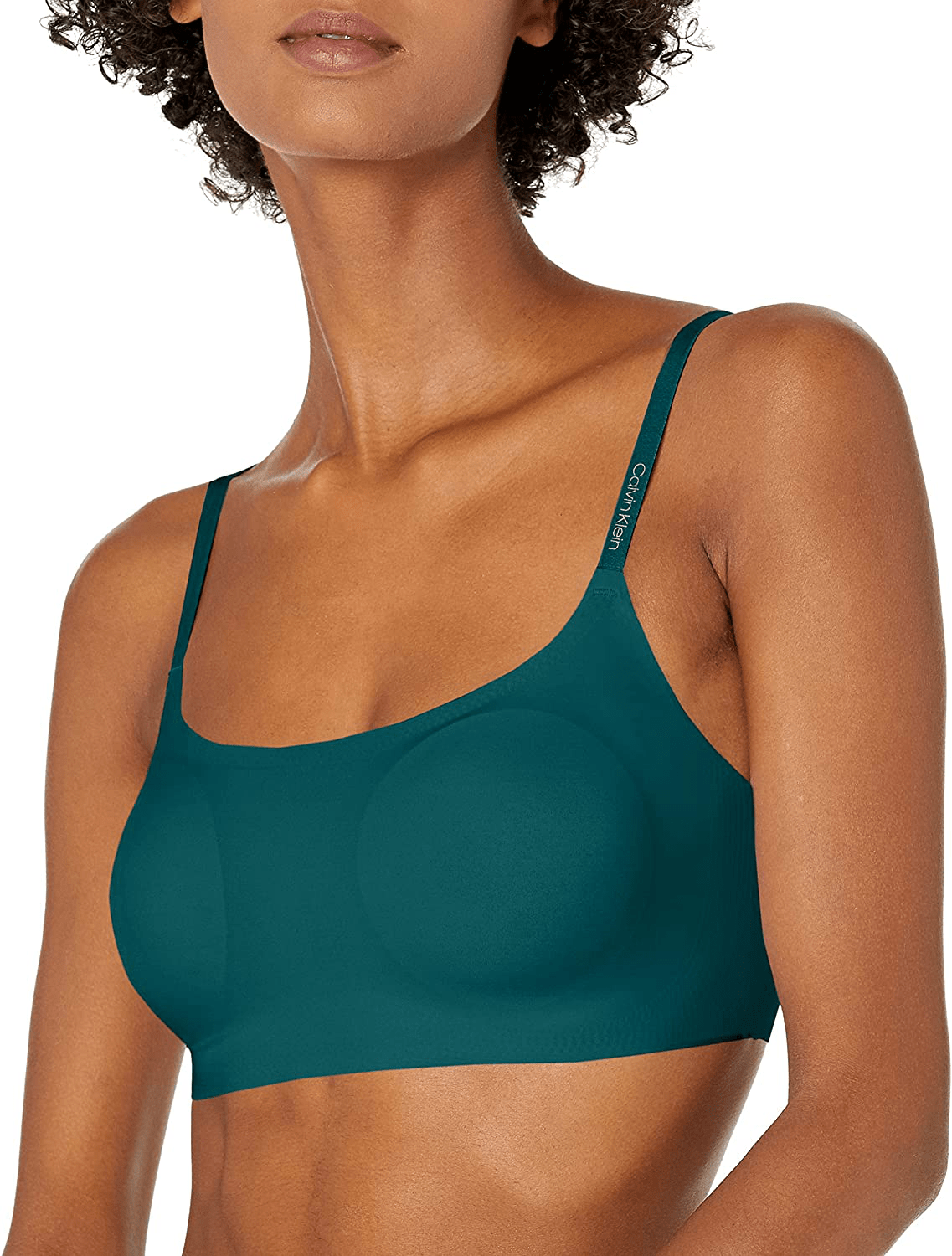 Calvin Klein Women's Invisibles Comfort Seamless Adjustable Skinny Strap Bralette Bra Topaz Gemstone / Medium