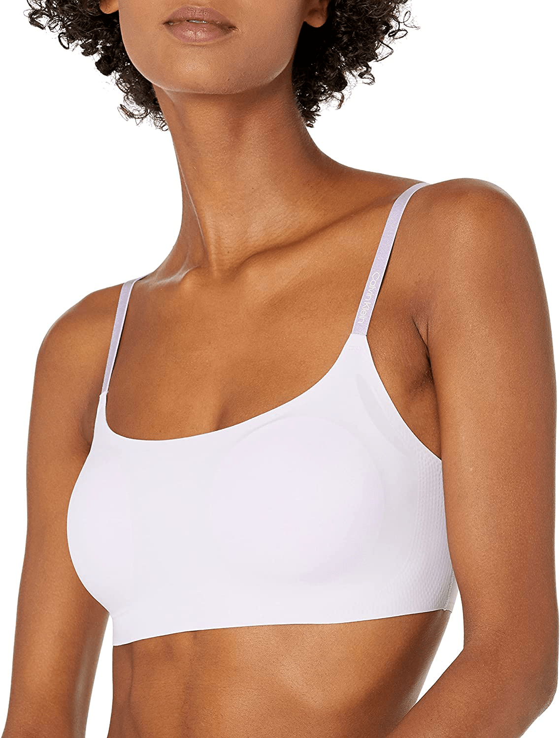 Calvin Klein Women's Invisibles Comfort Seamless Adjustable Skinny Strap Bralette Bra Ambiant Lavendar / X-Large