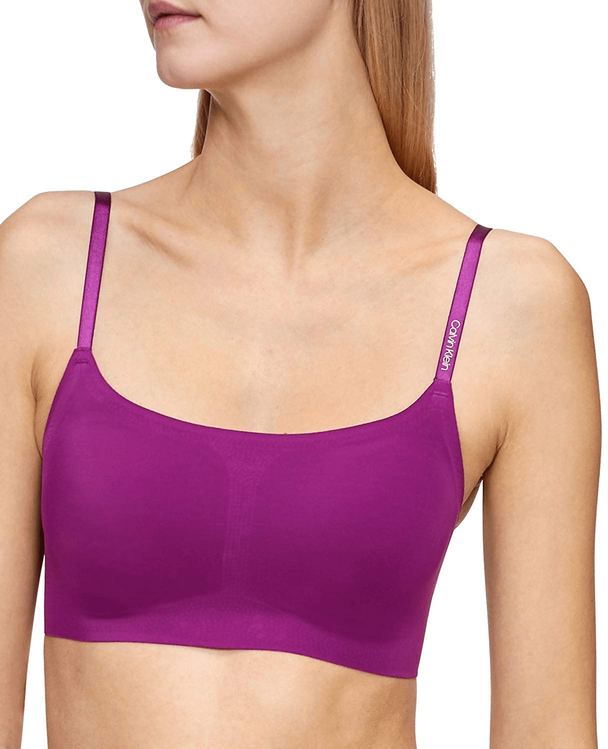 Calvin Klein Women's Invisibles Comfort Seamless Adjustable Skinny Strap Bralette Bra Loyal / Medium