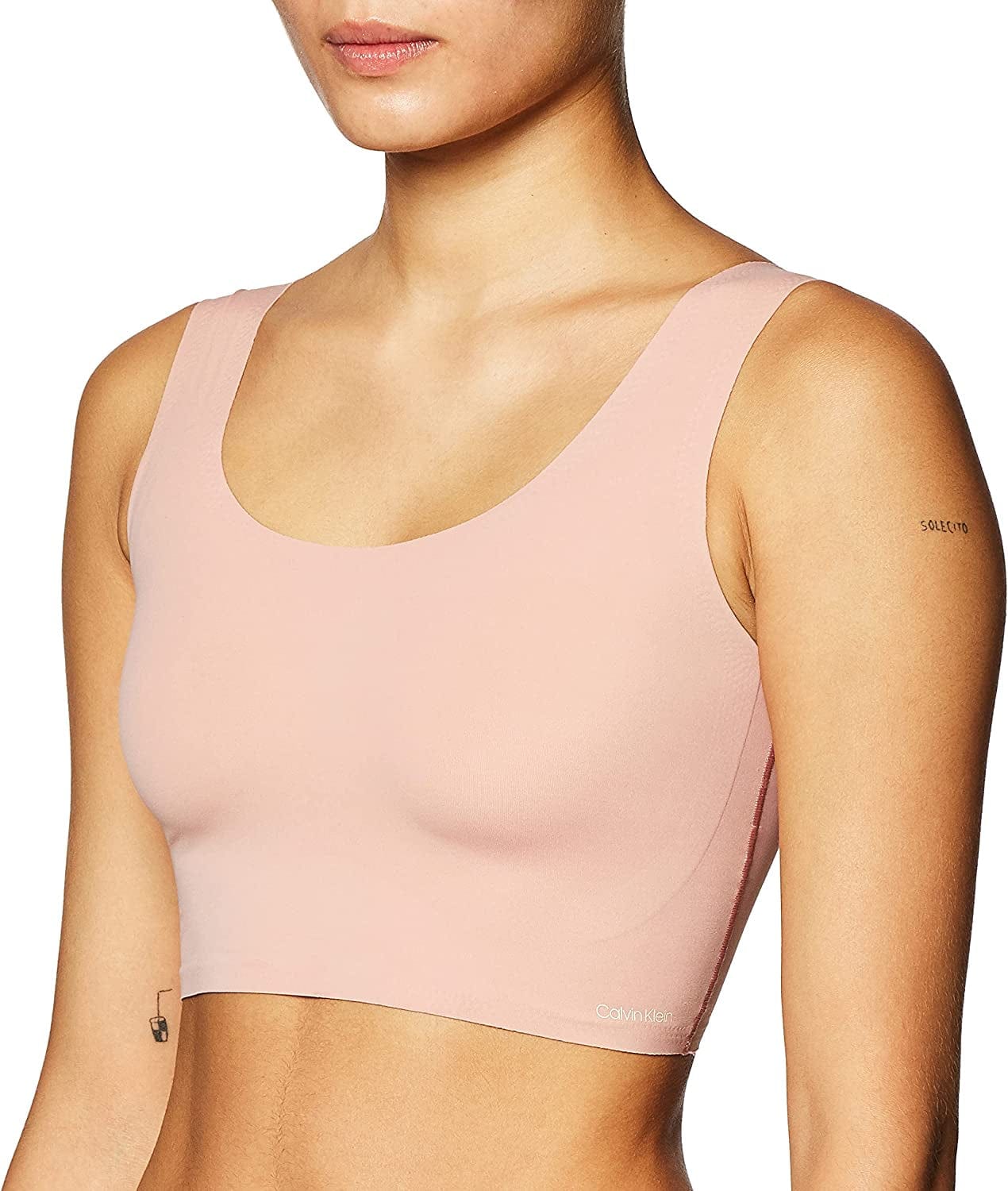 Calvin Klein Women'S Invisibles Comfort Seamless Scoop Neck Bralette Bra Alluring Blush / Medium