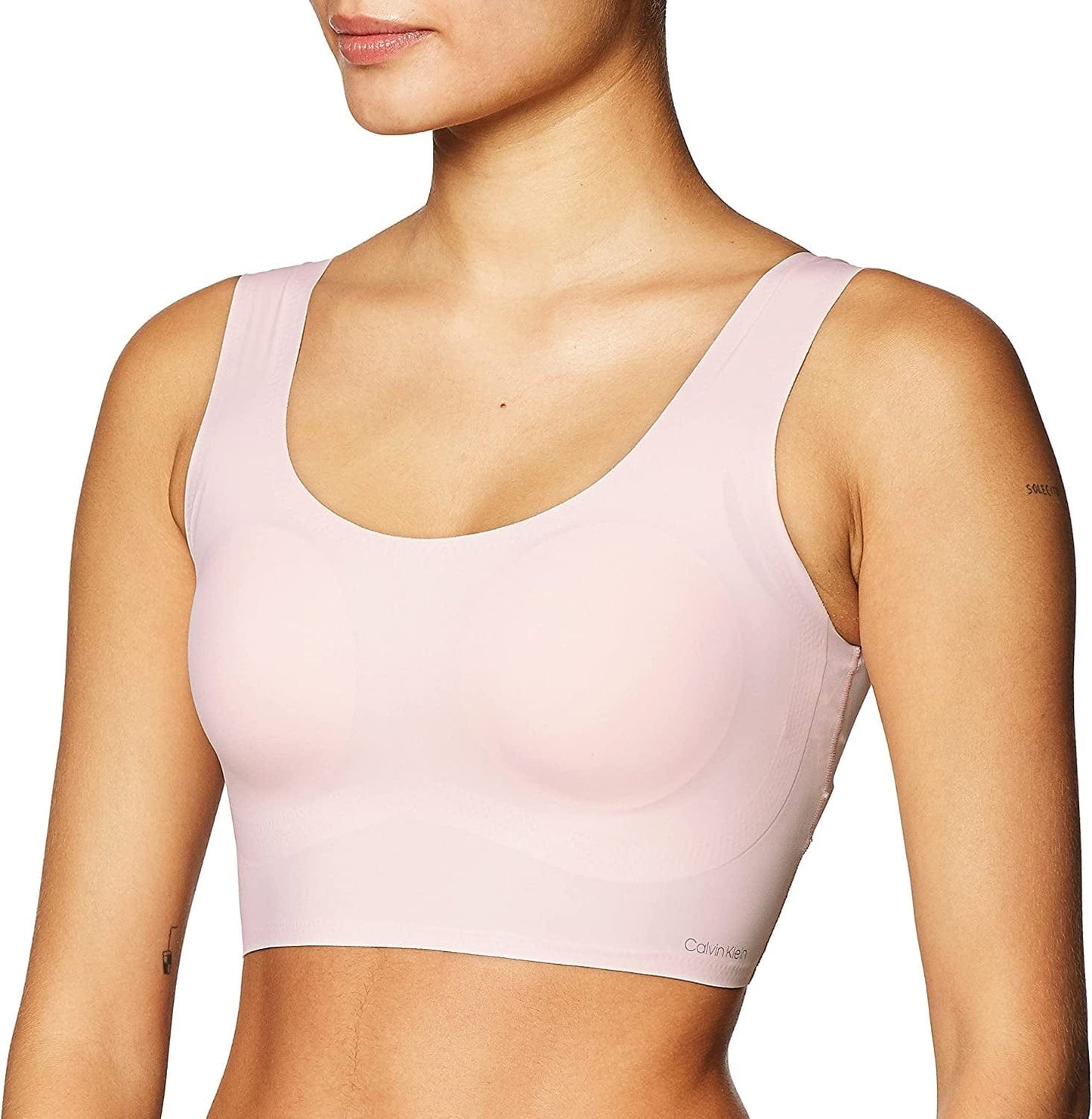 Calvin Klein Women'S Invisibles Comfort Seamless Scoop Neck Bralette Bra Nymph's Thigh / Medium