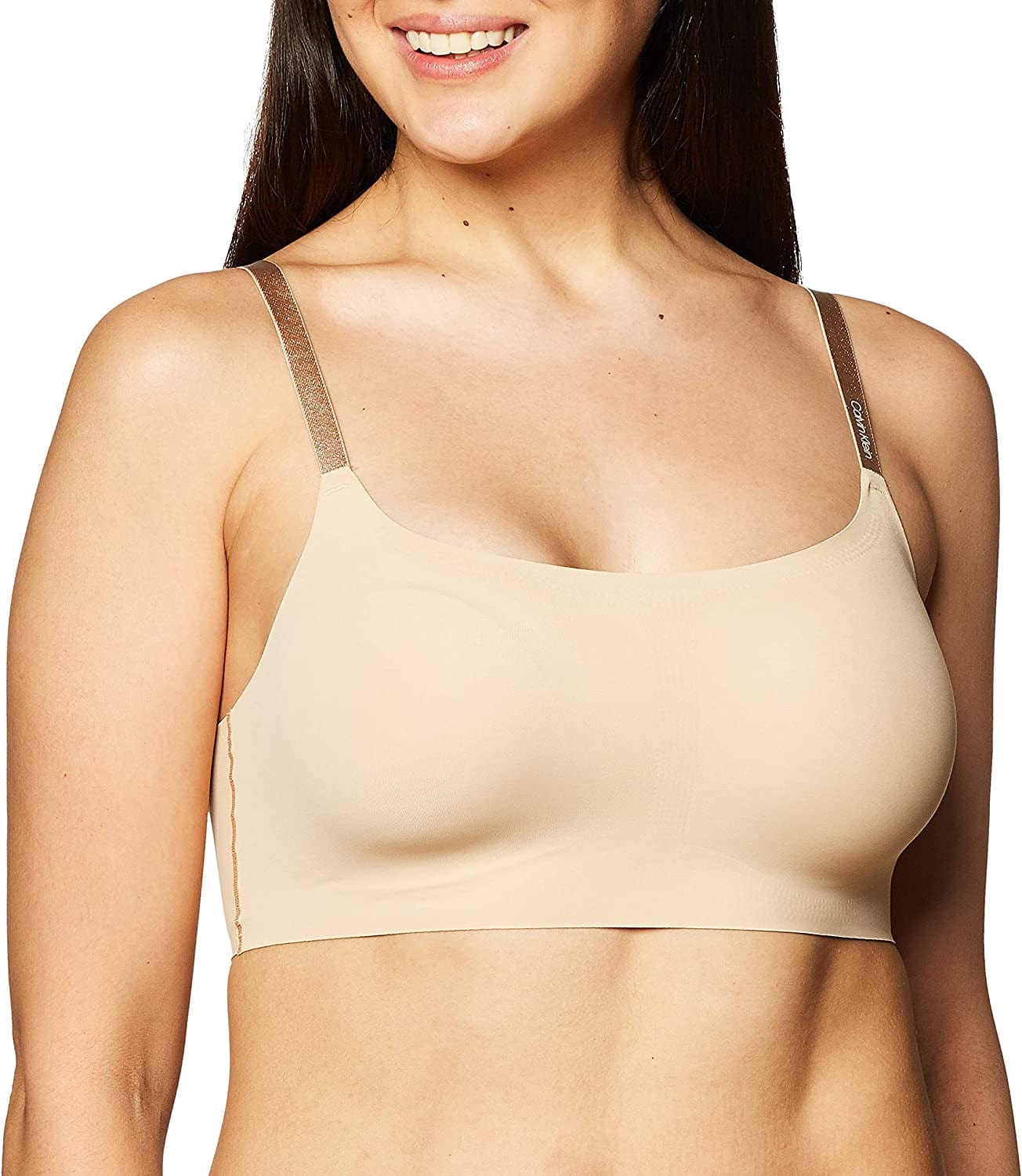 Calvin Klein Women'S Invisibles Comfort Seamless Wireless Skinny Strap Retro Bralette Bra