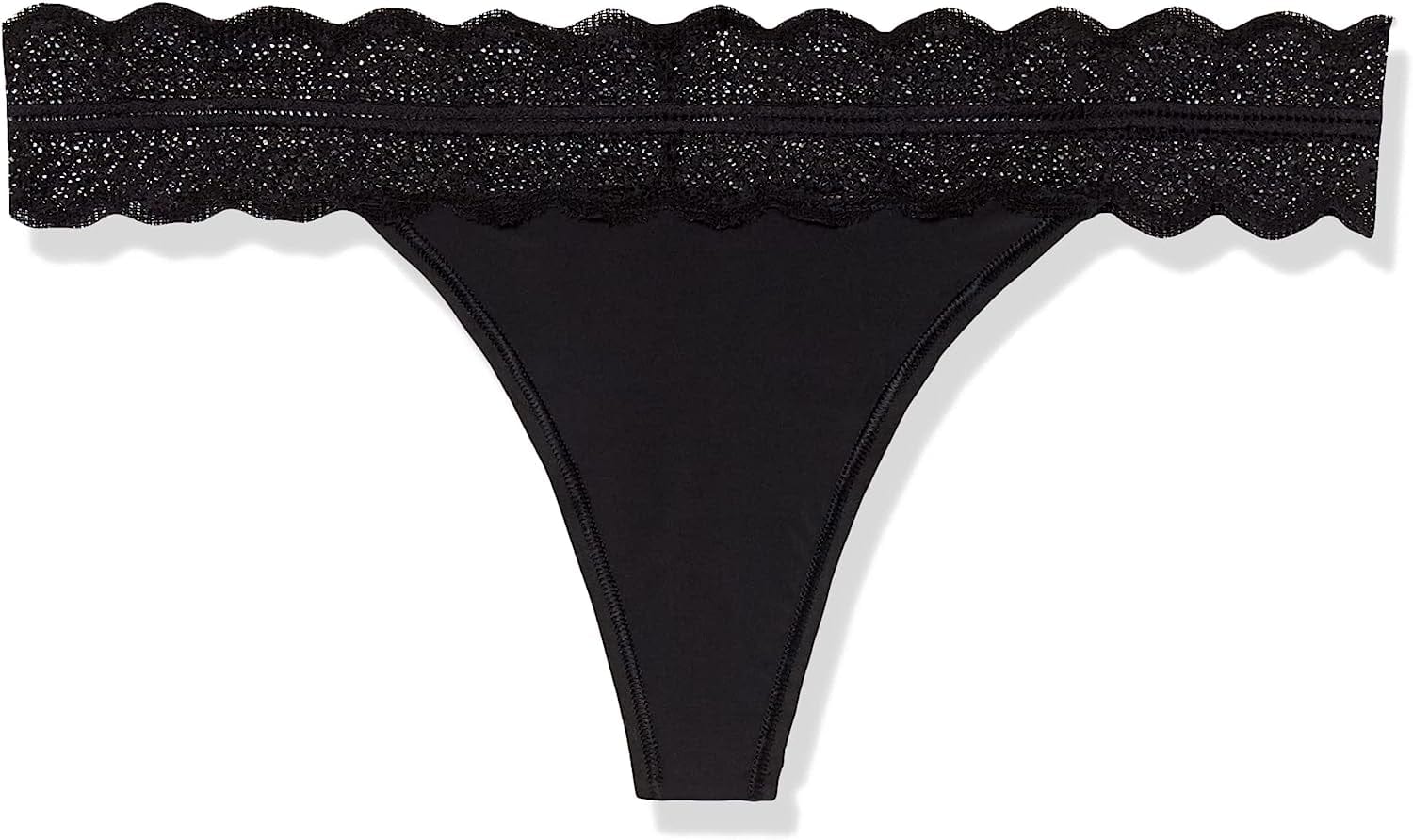 Calvin Klein Women'S Micro with Lace Band Thong Panty Black 3 Pack / Large