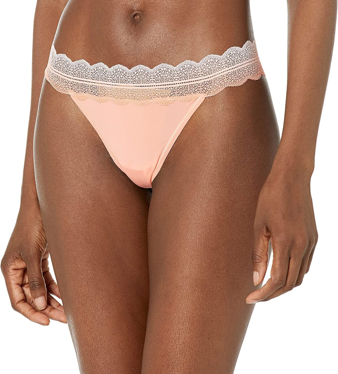 Calvin Klein Women'S Micro with Lace Band Thong Panty Mellow Orange / Large