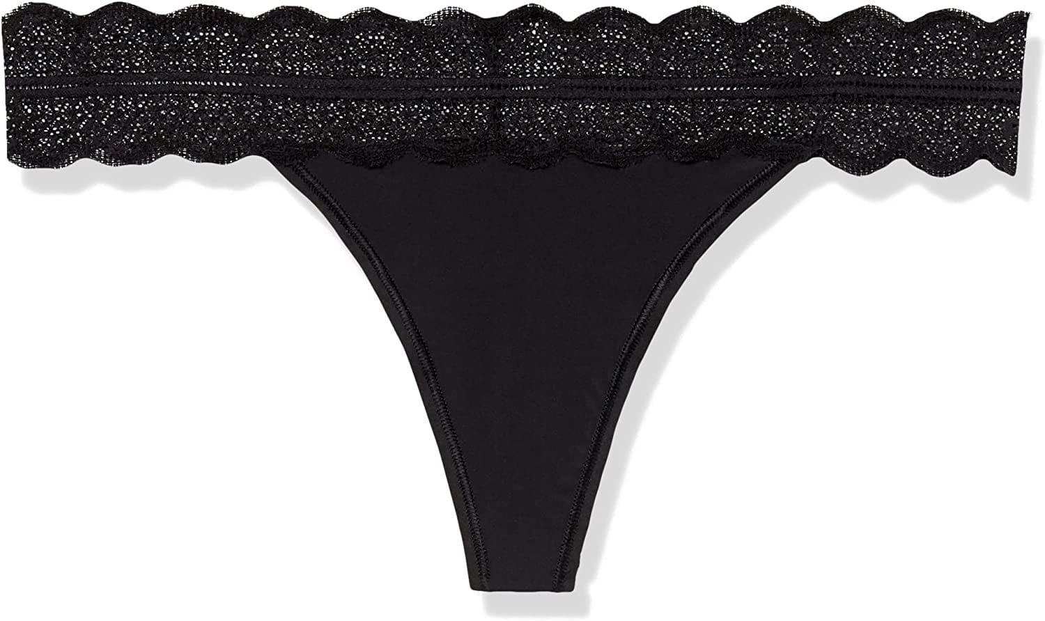 Calvin Klein Women'S Micro with Lace Band Thong Panty Black 3 Pack / X-Large