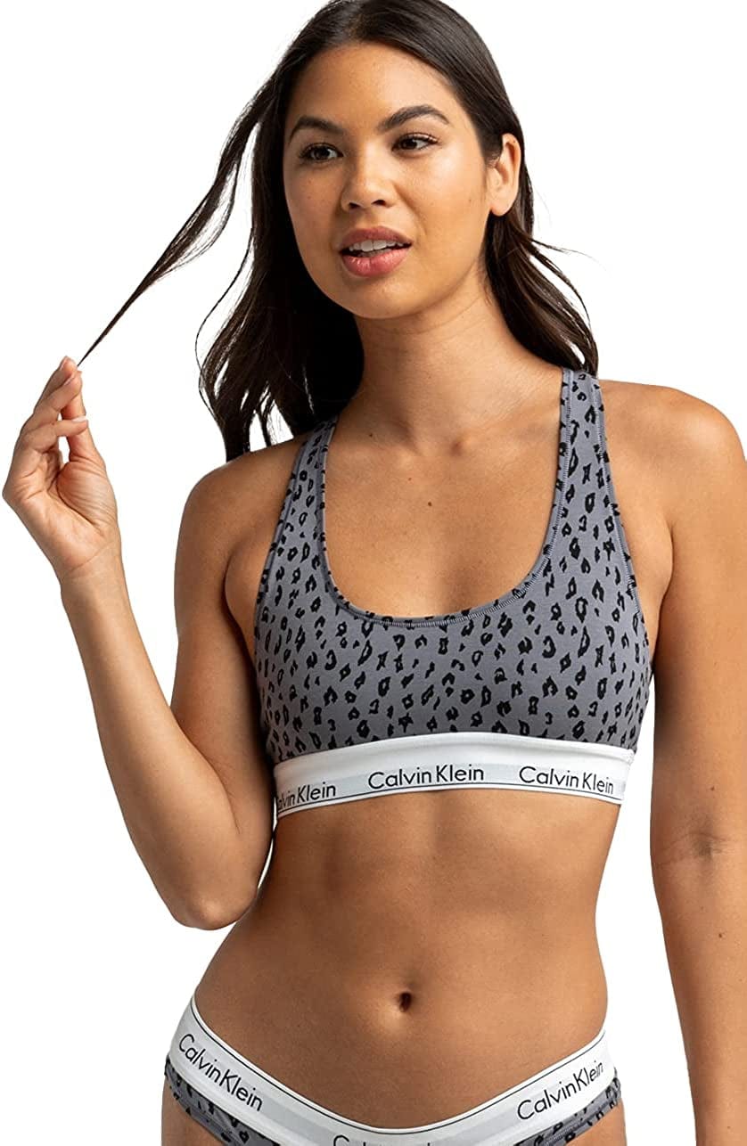 Calvin Klein Women'S Modern Cotton Bralette Savannah Cheetah_pewter / X-Small