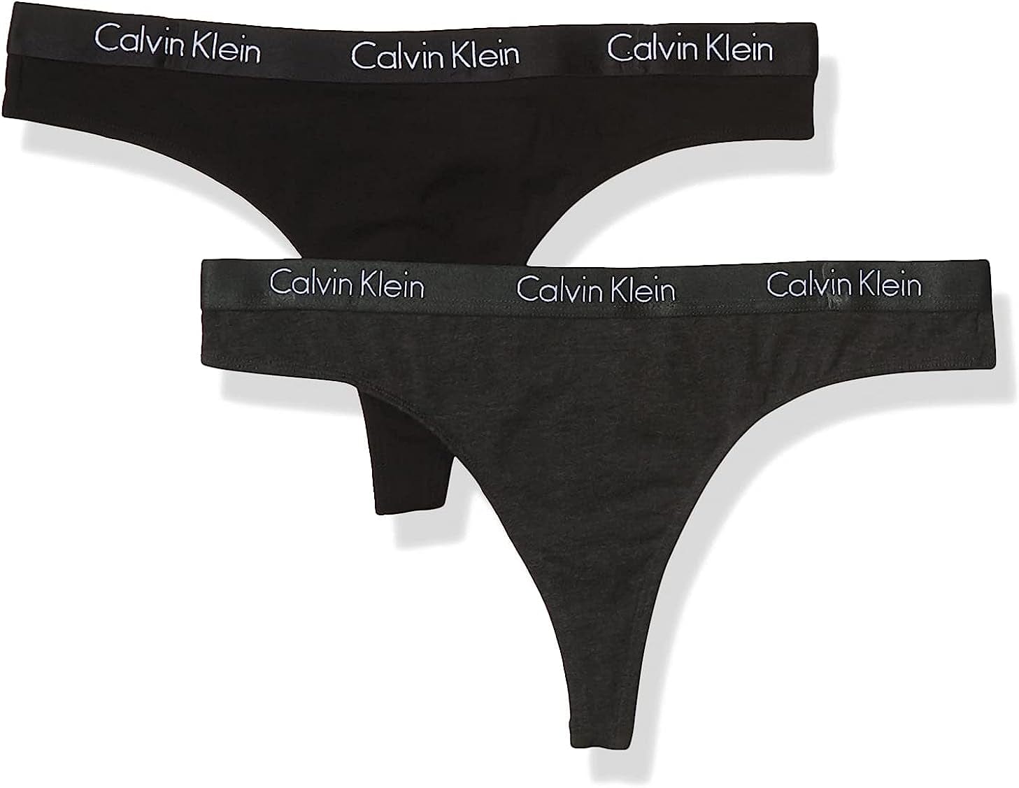 Calvin Klein Women'S Motive Cotton Multipack Thong Panty Charcoal Heather/Black / Large