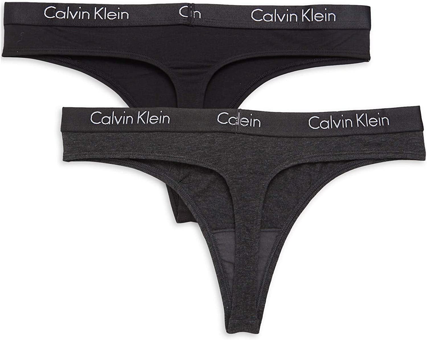 Calvin Klein Women'S Motive Cotton Multipack Thong Panty Black(qp1803-003)/Dark Grey / Large