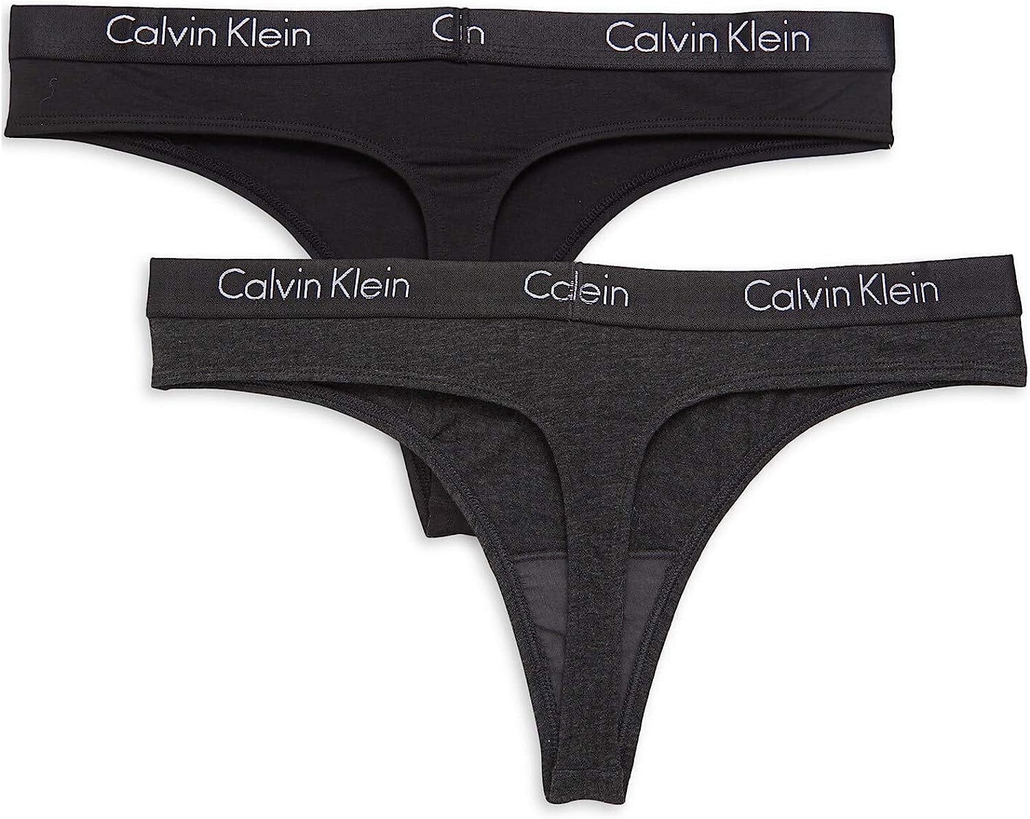 Calvin Klein Women'S Motive Cotton Multipack Thong Panty Black(qp1803-003)/Dark Grey / Medium