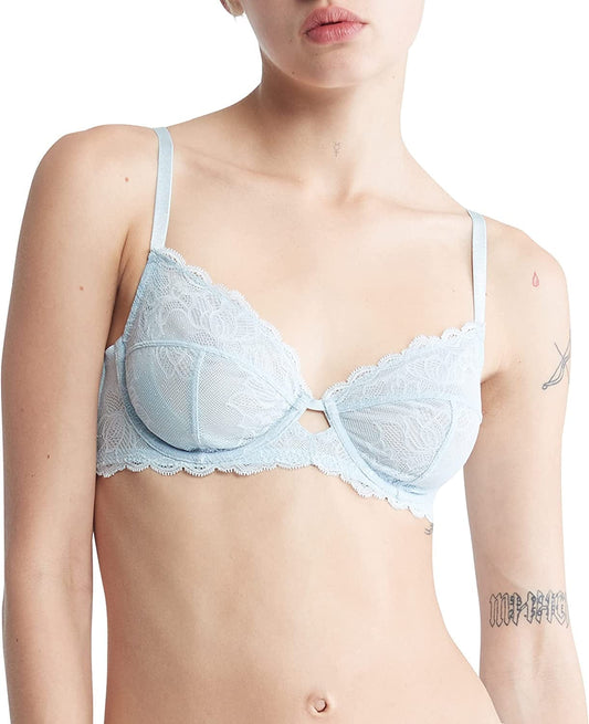 Calvin Klein Women'S Seductive Comfort Unlined Lace Bra Palest Blue / 32B