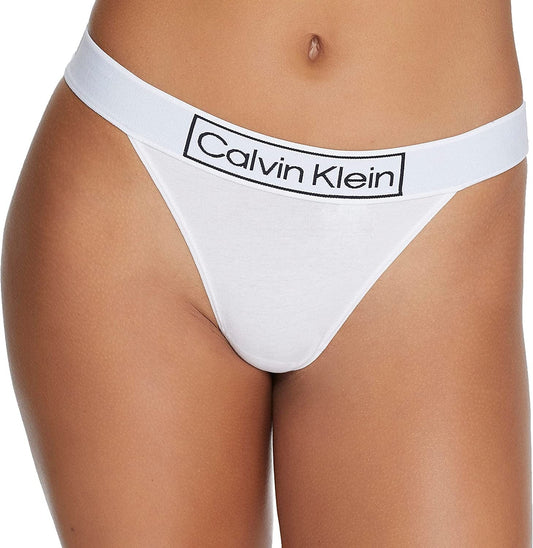 Calvin Klein Womens Reimagined Heritage String Thong White / Large