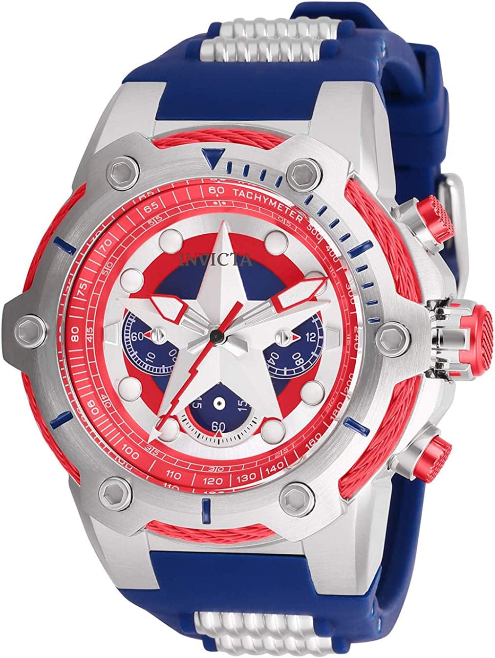 Captain America Men'S 26894 Marvel Analog Display Quartz Blue Watch