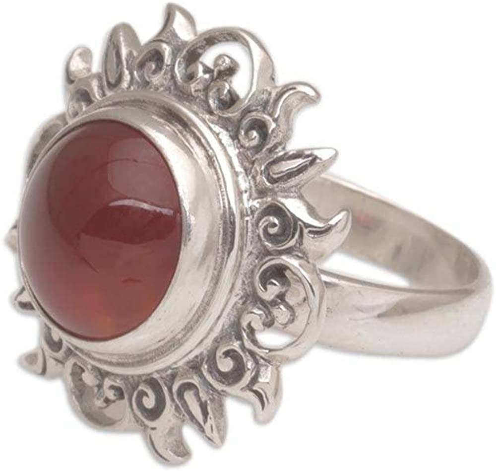 Carnelian .925 Sterling Silver Sun Cocktail Ring 'Light of the Universe'