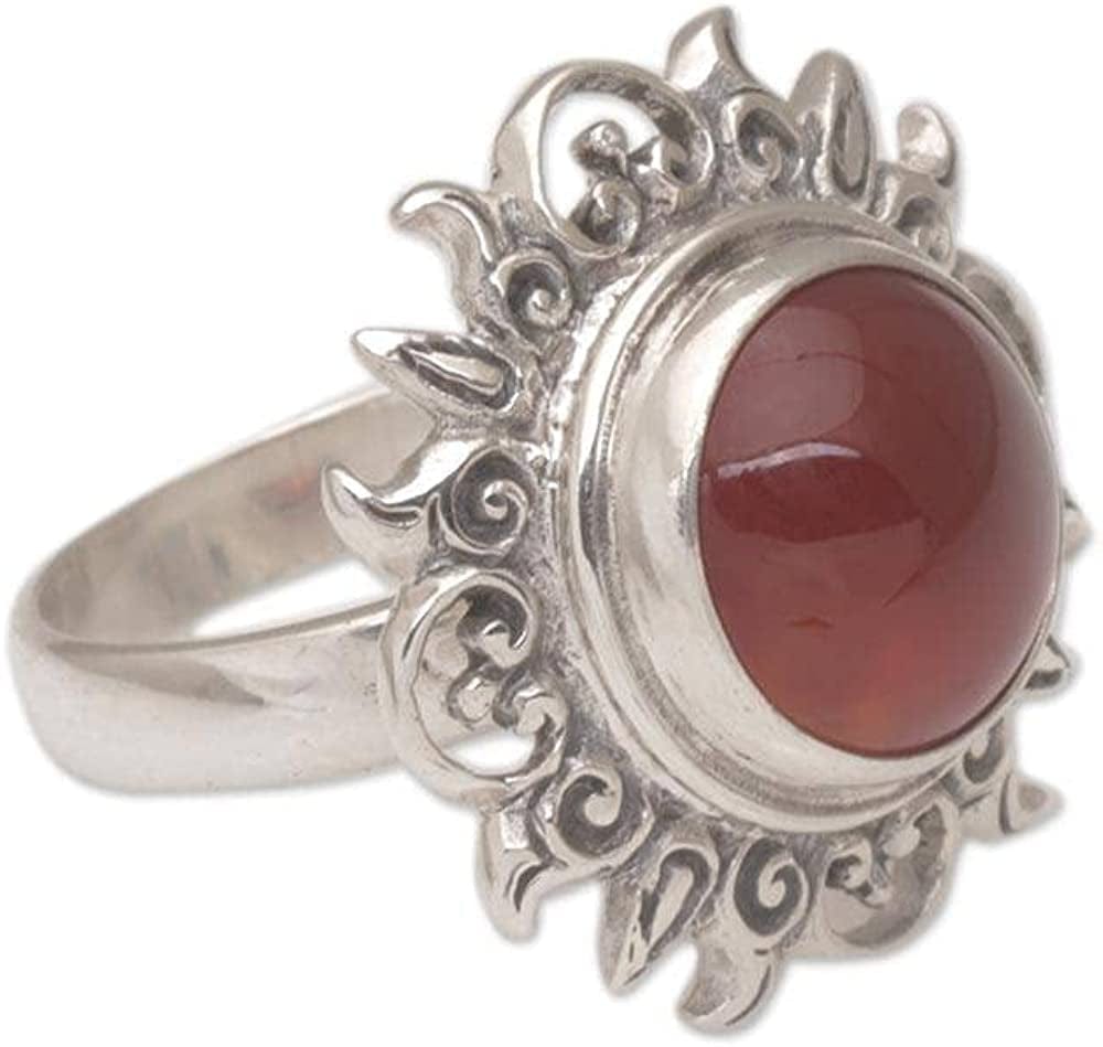 Carnelian .925 Sterling Silver Sun Cocktail Ring 'Light of the Universe'