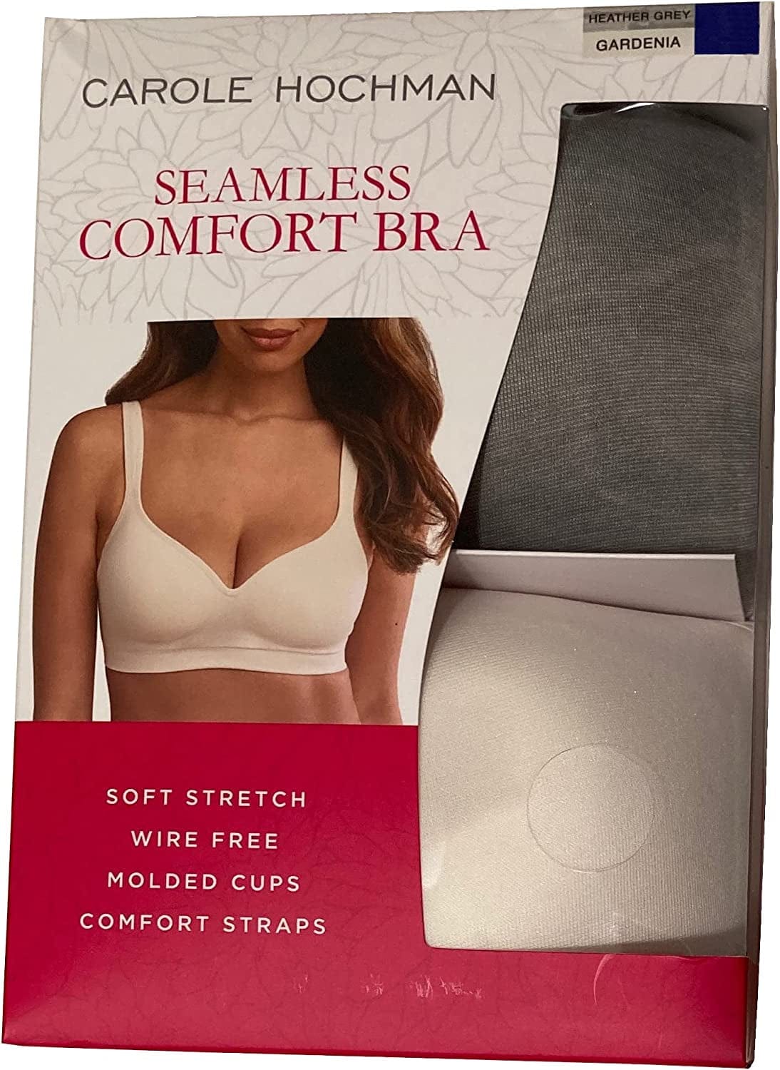 CAROLE HOCHMAN Seamless Comfort Bra Wire Free Molded Cups Comfort Straps (2 Pack)