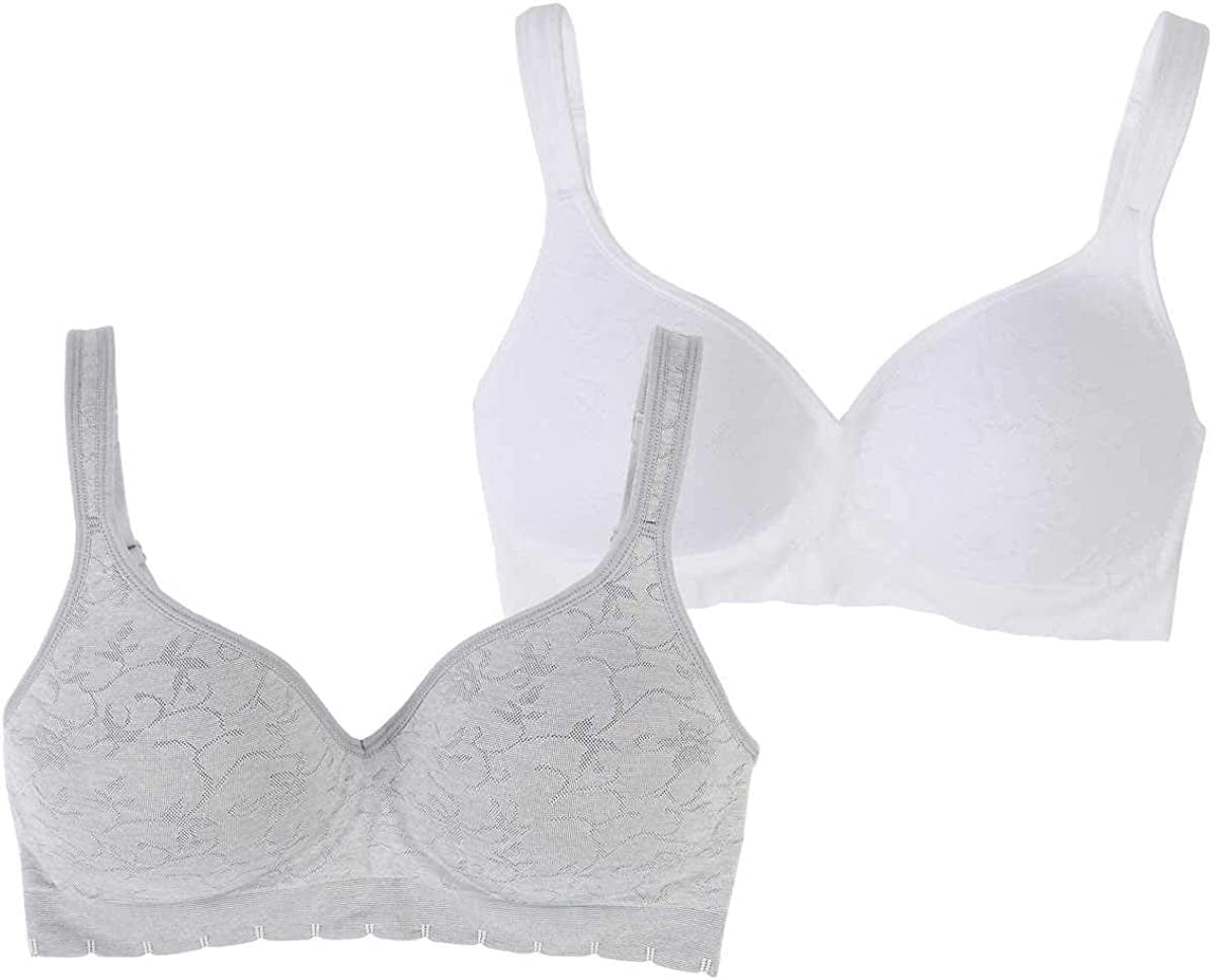 Carole Hochman Seamless Comfort Bra Wire Free Molded Cups Comfort Straps (2 Pack)
