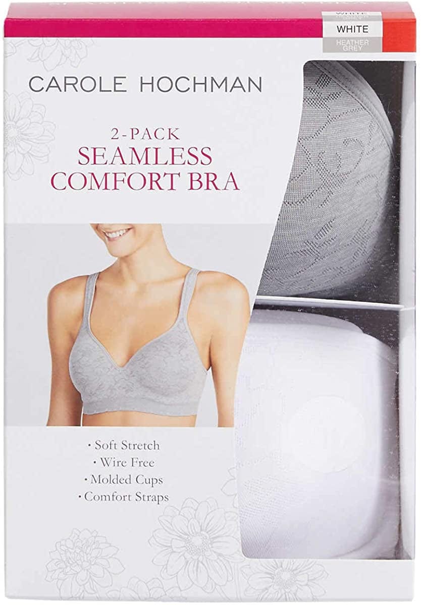 Carole Hochman Seamless Comfort Bra Wire Free Molded Cups Comfort Straps (2 Pack)