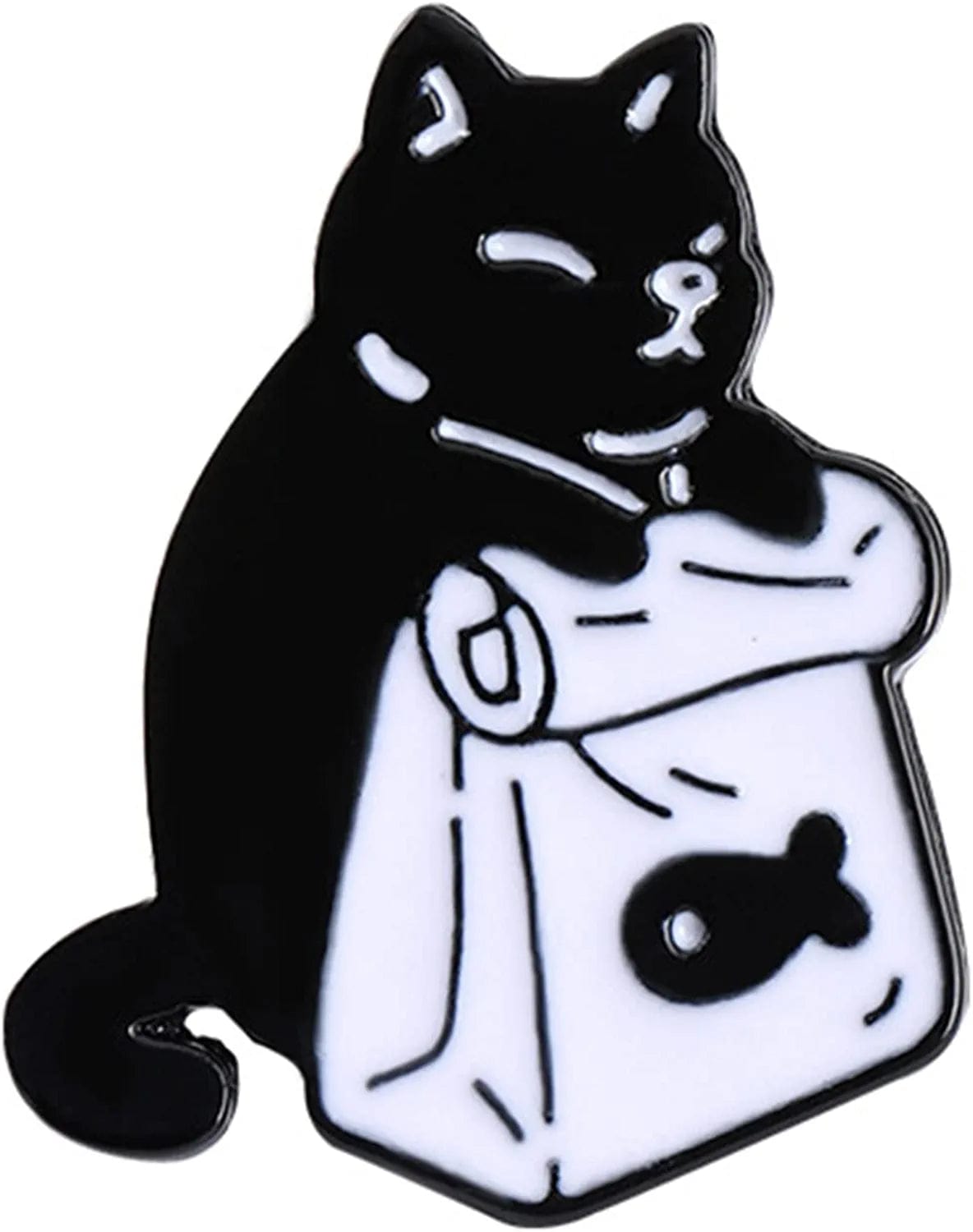 Cartoon Brooches,Mini Lapel Pins Enamel Pin with Knife Funny Animal Badges Brooch Funny Cartoon Cat Goose Brooch Cute Fashion Jewelry Black Cat / One Size