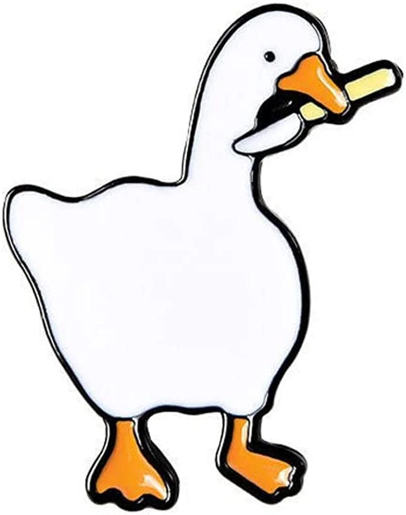 Cartoon Brooches,Mini Lapel Pins Enamel Pin with Knife Funny Animal Badges Brooch Funny Cartoon Cat Goose Brooch Cute Fashion Jewelry White Goose / White Goose
