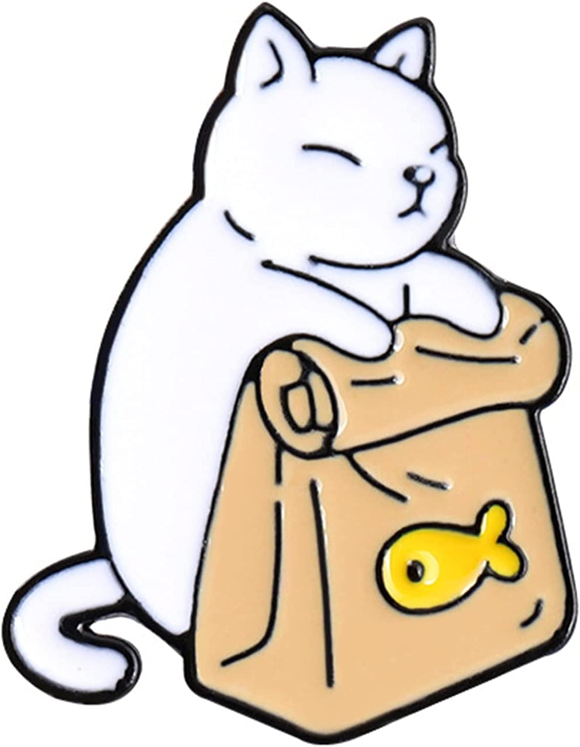 Cartoon Brooches,Mini Lapel Pins Enamel Pin with Knife Funny Animal Badges Brooch Funny Cartoon Cat Goose Brooch Cute Fashion Jewelry White Cat / One Size