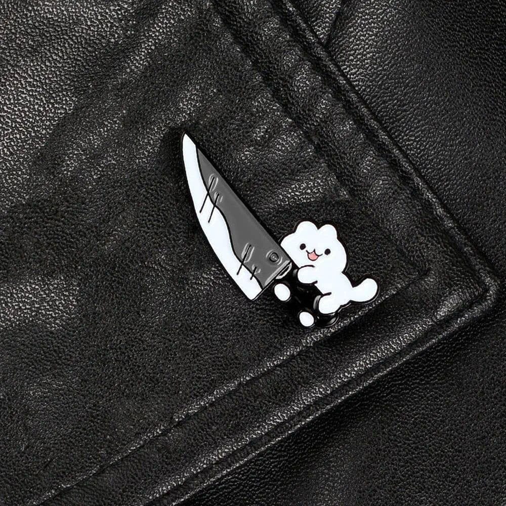 Cartoon Brooches,Mini Lapel Pins Enamel Pin with Knife Funny Animal Badges Brooch Funny Cartoon Cat Goose Brooch Cute Fashion Jewelry