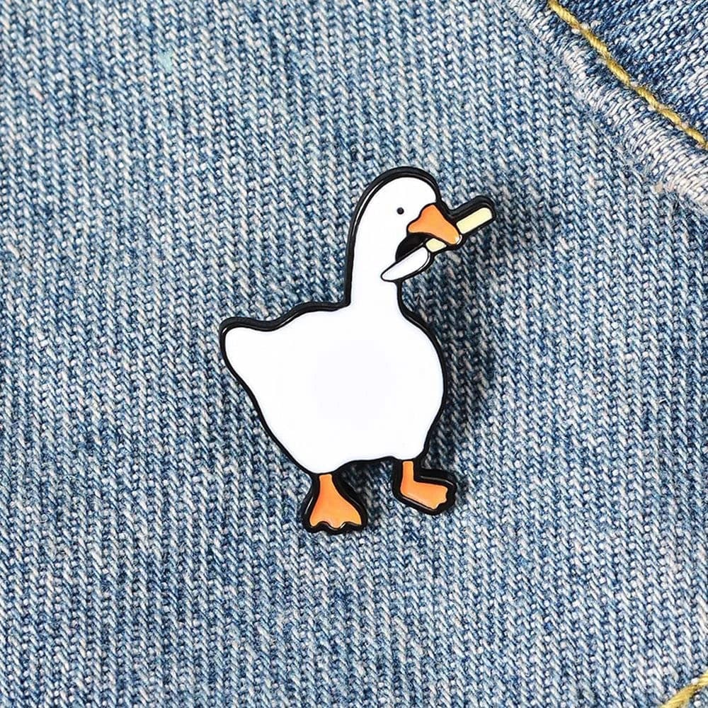 Cartoon Brooches,Mini Lapel Pins Enamel Pin with Knife Funny Animal Badges Brooch Funny Cartoon Cat Goose Brooch Cute Fashion Jewelry