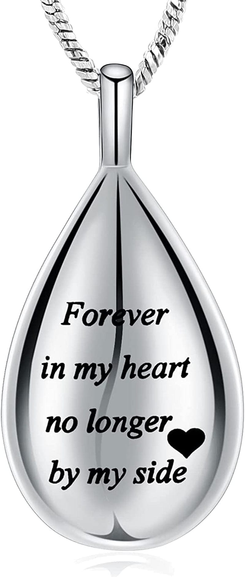 Carved Teardrop Keepsake Ashes Necklace Urn Pendant Cremation Memorial Jewelry-Always in My Heart Forever in my heart