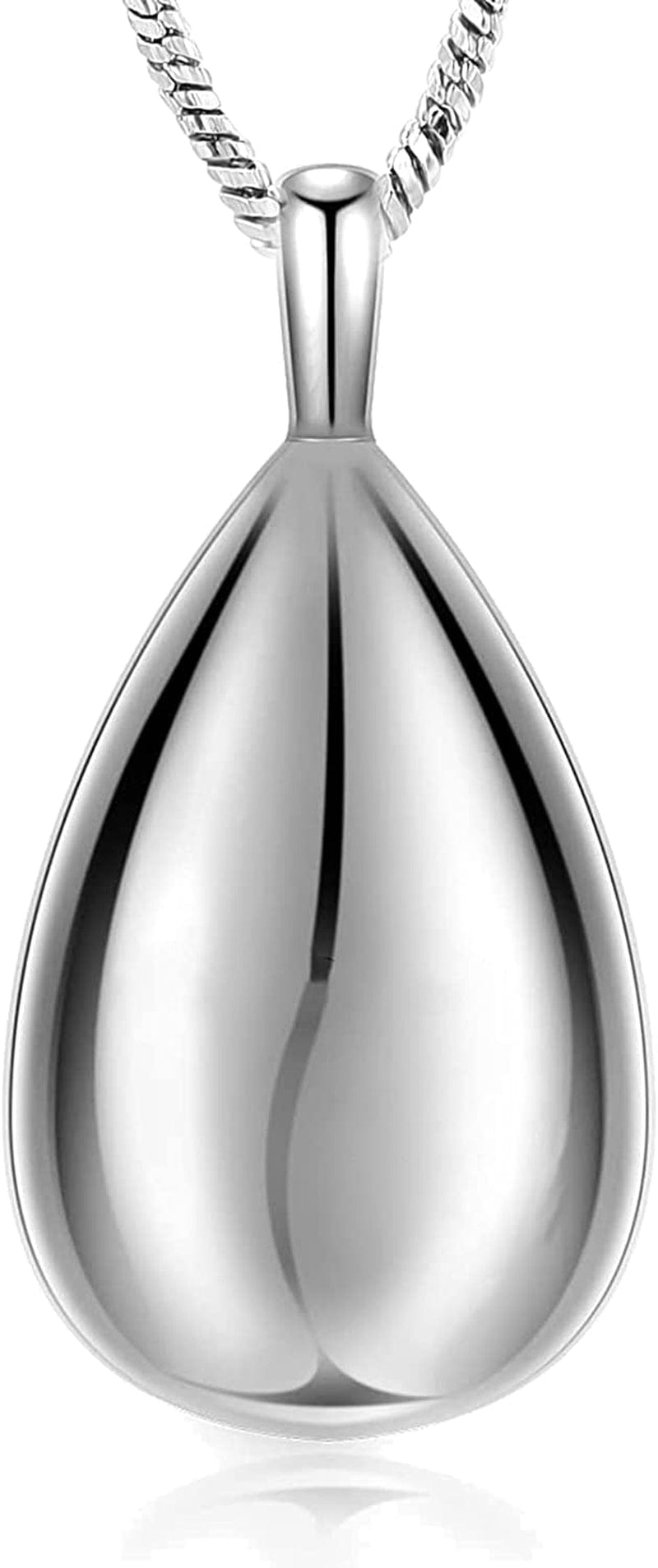 Carved Teardrop Keepsake Ashes Necklace Urn Pendant Cremation Memorial Jewelry-Always in My Heart Silver