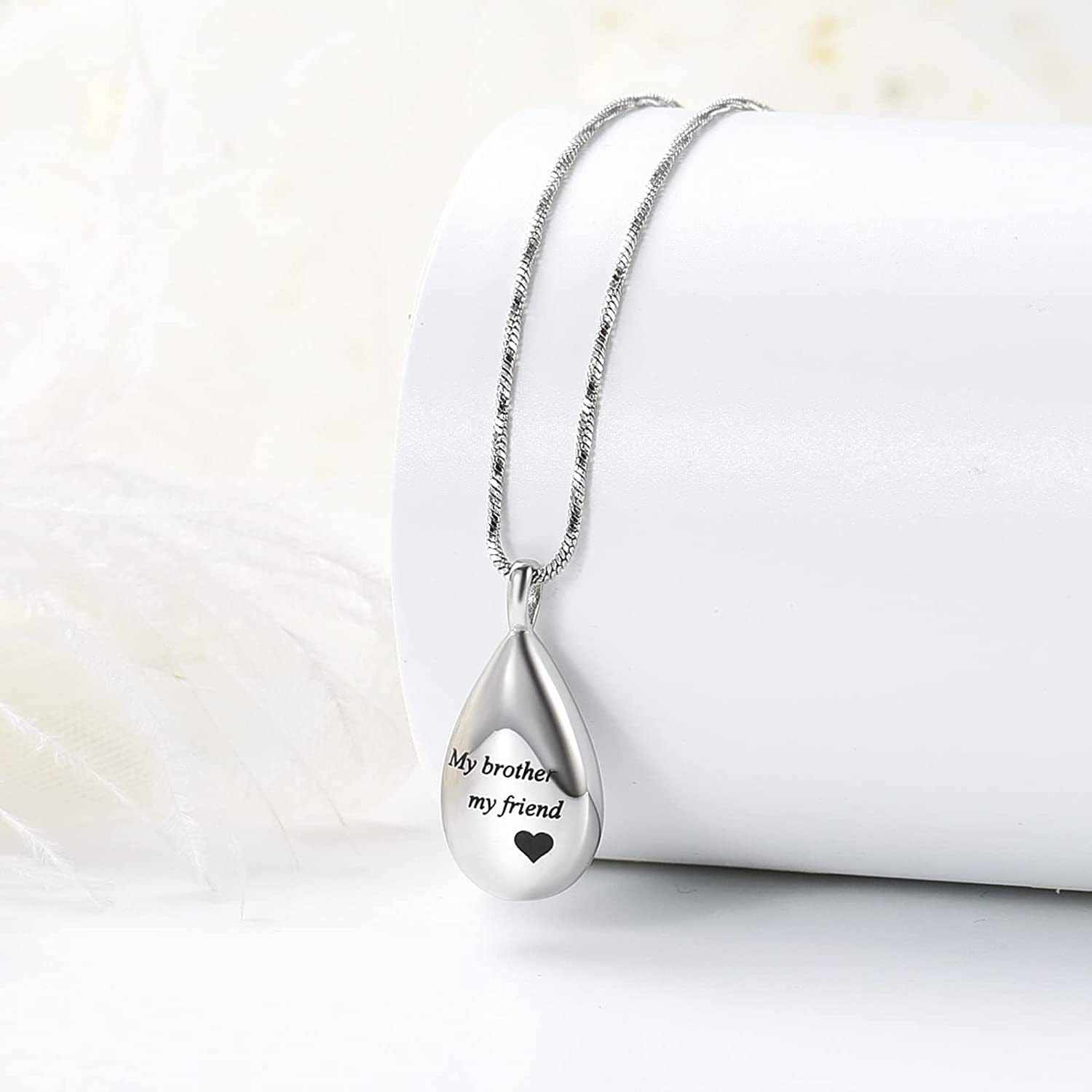 Carved Teardrop Keepsake Ashes Necklace Urn Pendant Cremation Memorial Jewelry-Always in My Heart