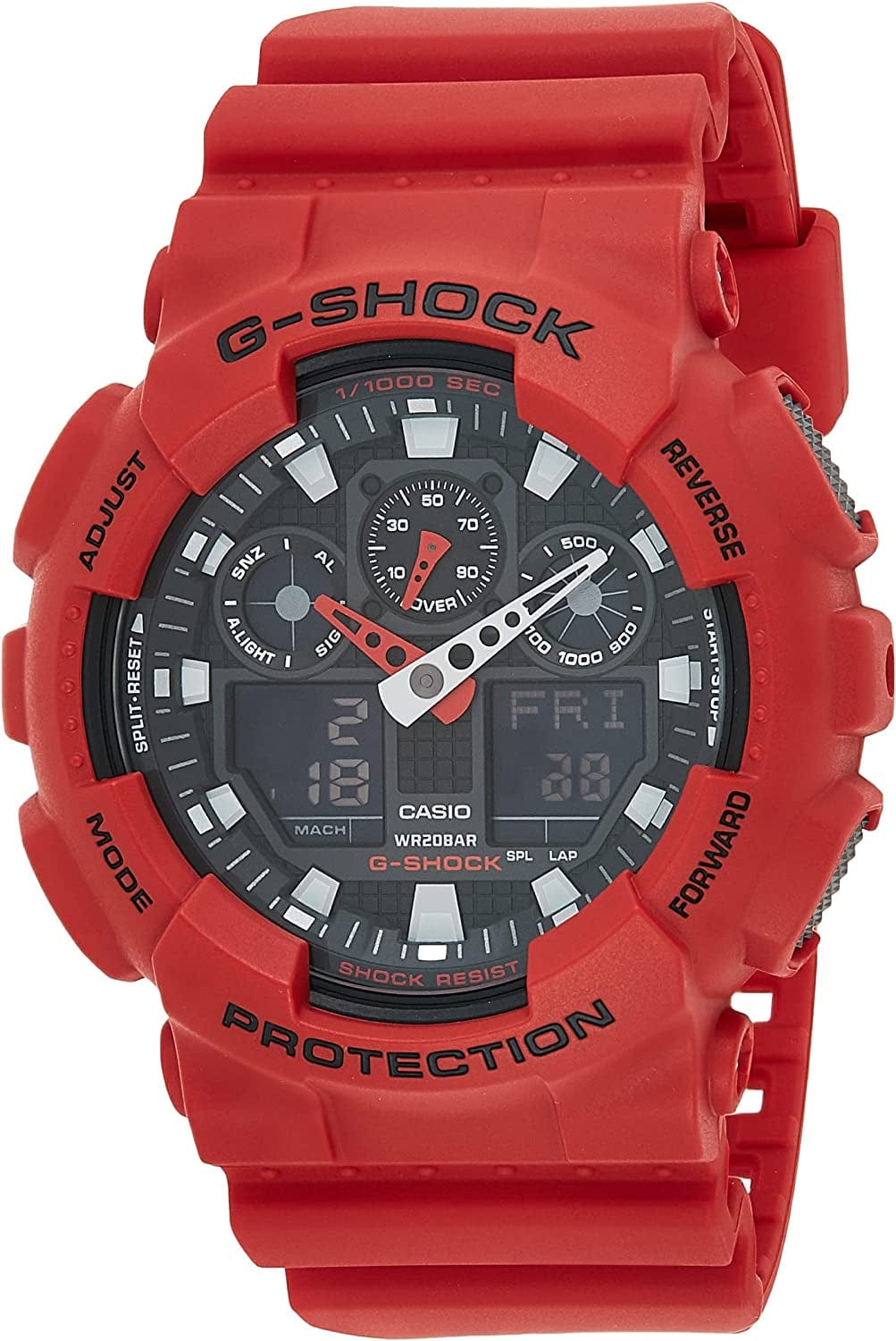 Casio Men'S GA-100 XL Series G-Shock Quartz 200M WR Shock Resistant Watch Black/Red
